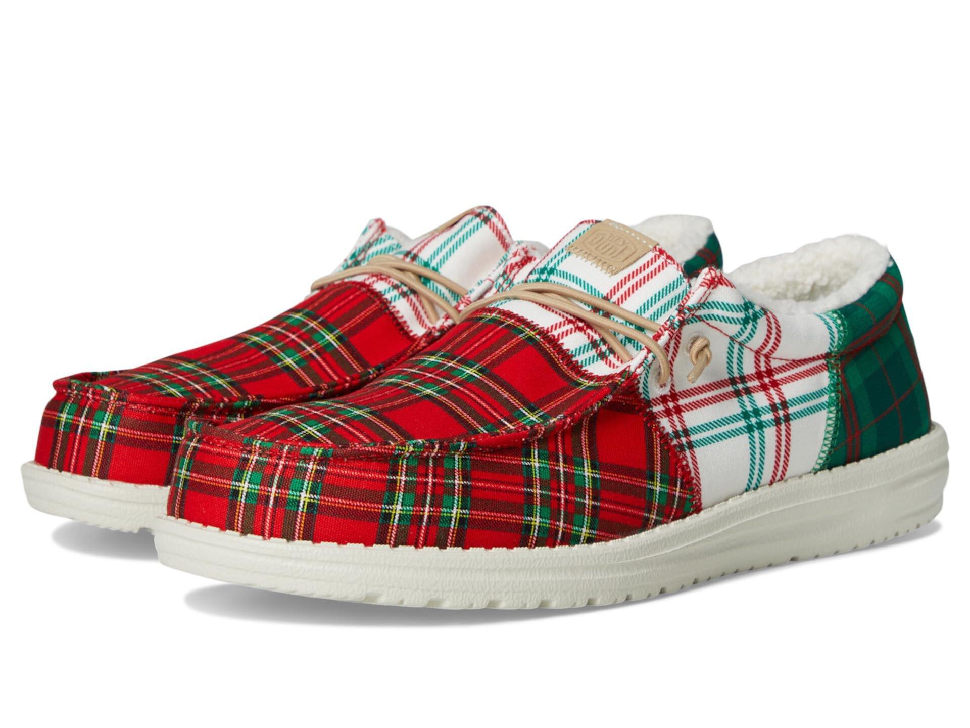 Кроссовки Hey Dude Wally Tri Tartan Plaid с облегченной подошвой и эластичными шнурками