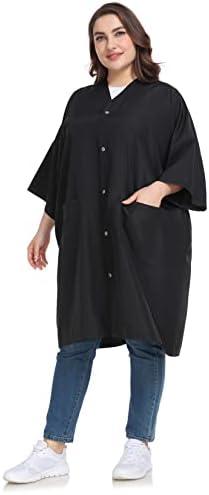 PERFEHAIR Salon Client Gown Capes - Plus Size Hair Coloring Wrap Kimono Style for Women & Men, Hair Stylist, Dog Grooming Smock with 2 Pockets, 5 Snap Closures, Lightweight & Soft