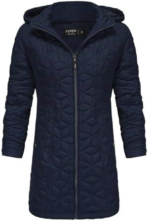 S P Y M Womens Diamond Quilted Jacket Lightweight Padding Coat with Pockets, Regular and Plus Size