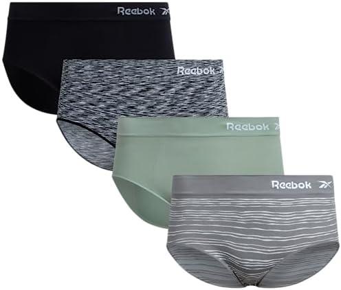 Женские Трусы Reebok Hipster - 4 Пары Стретч Исполнительные Трусы Плюс Сайз - Бесшовное Нижнее Белье для Женщин (1X-3X)