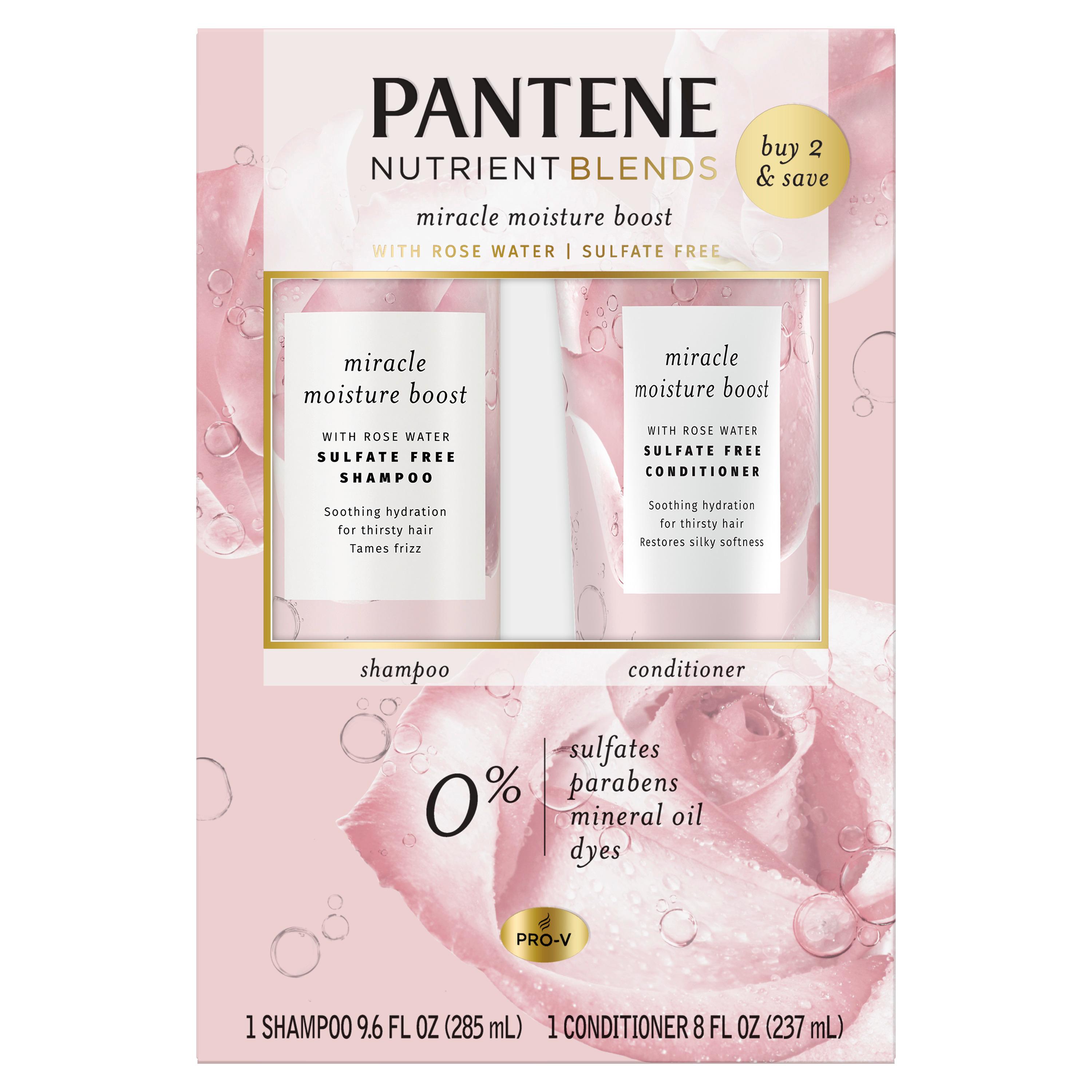 Pantene Nutrient Blends Rose Water Shampoo and Conditioner Set, 8-9.6 fl oz