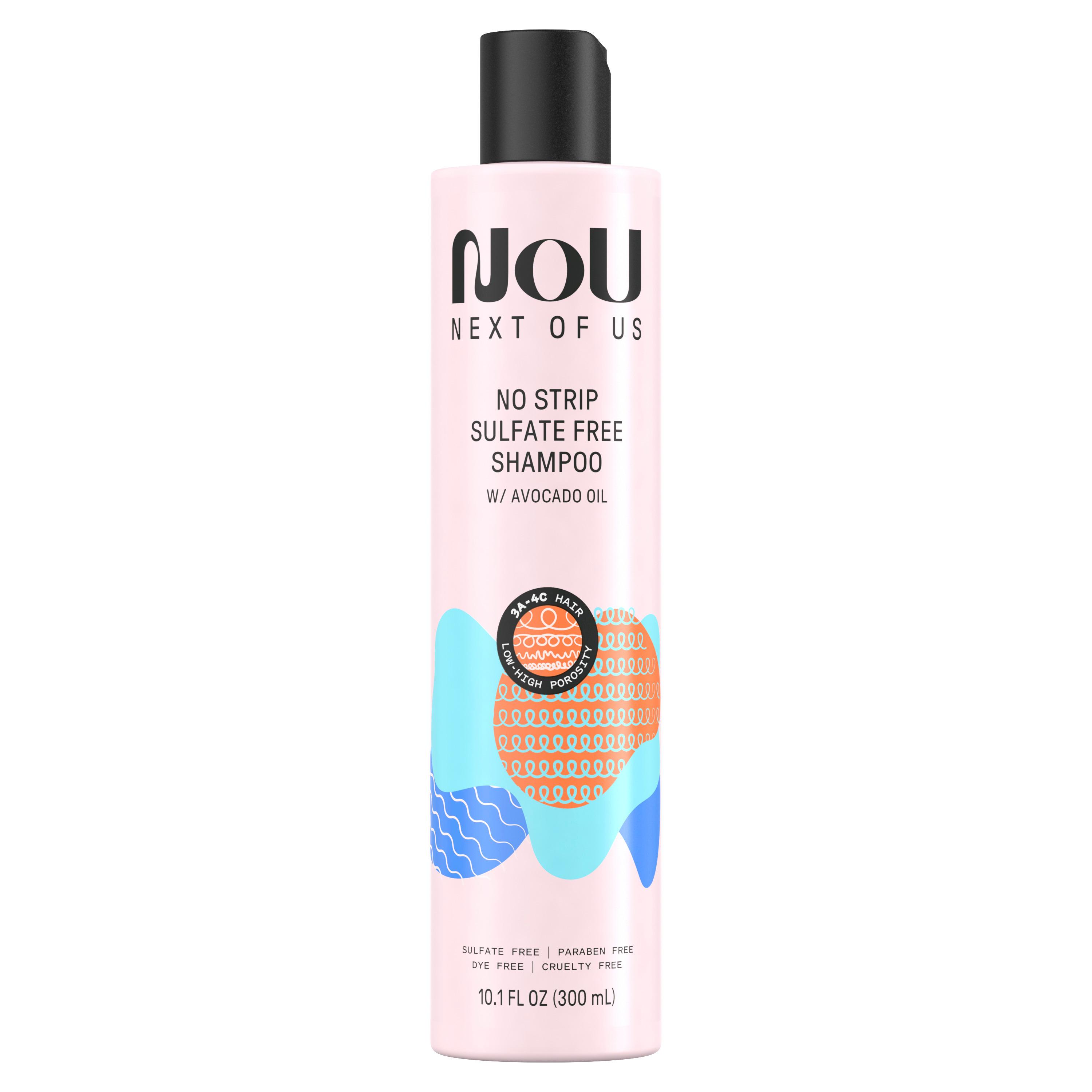 NOU No Strip Sulfate Free Shampoo, for Kinky, Curly & Coily Hair, 10.1 fl oz