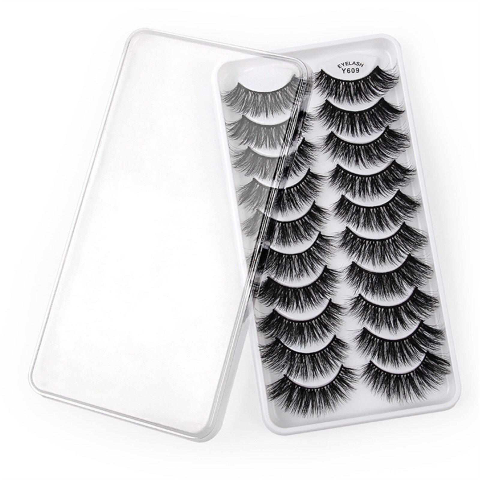 False Eyelashes Lashes Pack 10 Pairs 8D Dramatic Eyelashes Wispy Eye Style Volume Eye Lashes Multipack Book 20mm Half Lashes Short Wispy Eyelashes