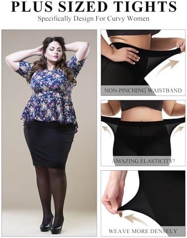 Незаметные черные колготки Buauty Plus Size 80D для женщин, высокая талия