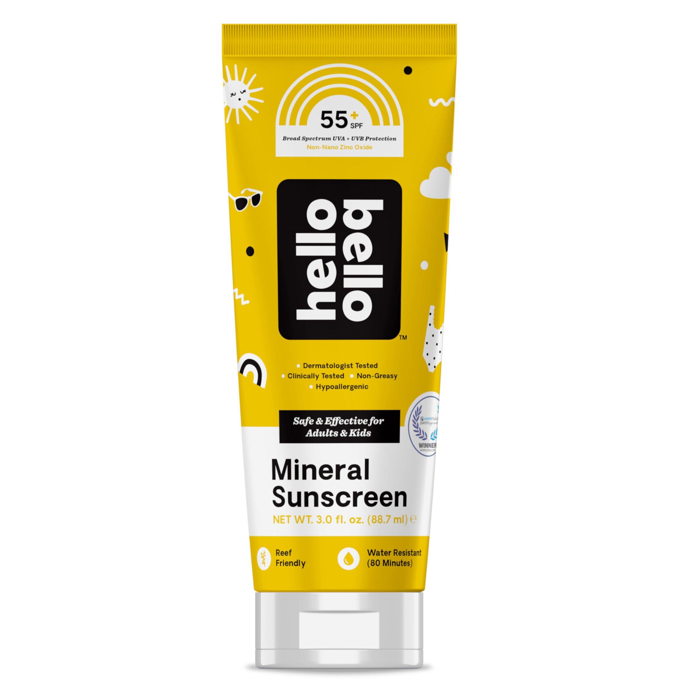 Минеральный солнцезащитный крем SPF 55+ для взрослых и детей, 88 мл