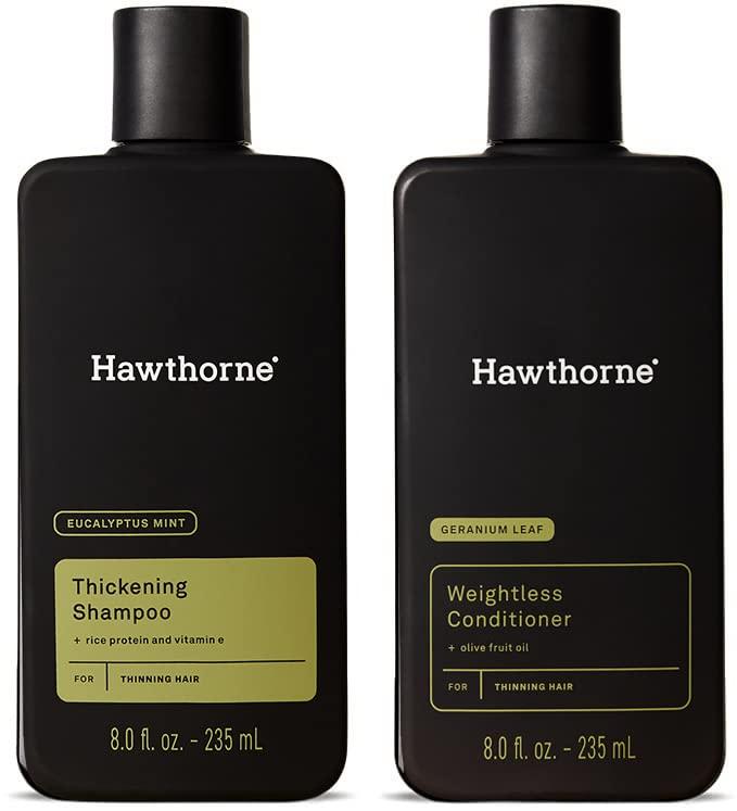 Hawthorne Men's Thickening Shampoo and Conditioner Hair Set. Includes Thickening Shampoo and Weightless Conditioner. Sulfate Free, Paraben Free. 8 Fl Oz Each. C31