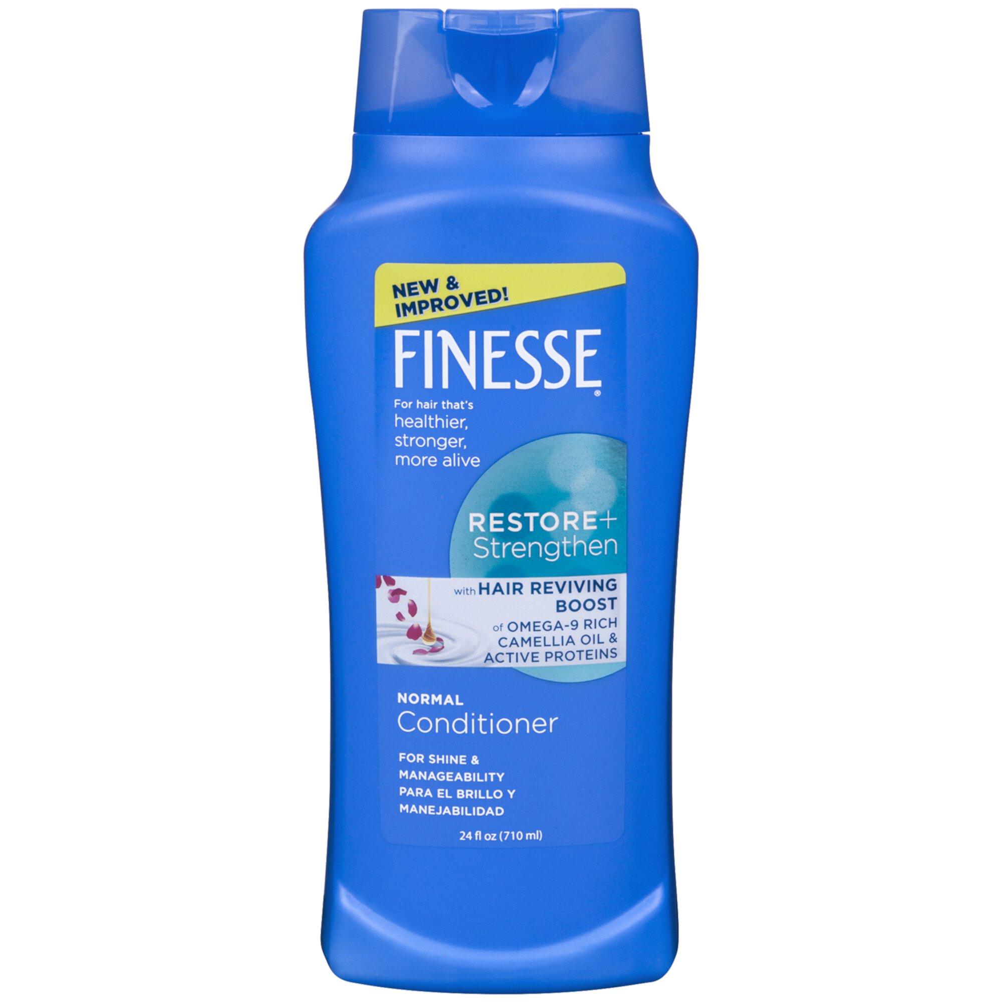 FINESSE | Finesse Restore + Strengthen Shine Enhancing Daily Conditioner with Soy Silk & Keratin, Fresh Scent, 24 fl oz