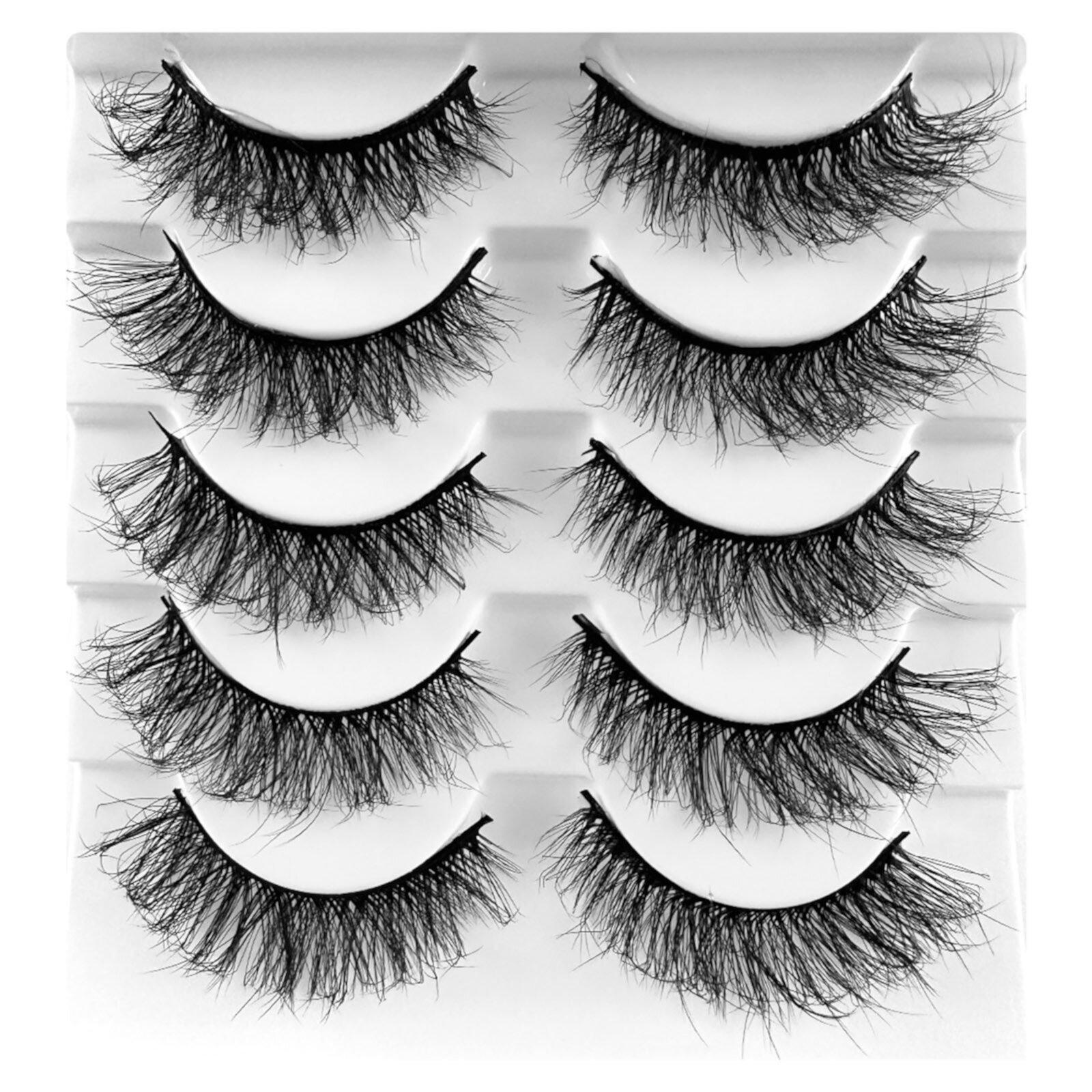 Clearance! Beauos Fake eyelashes, 5 Pairs Fluffy Natural Looking False Eyelashes Multi Layered, 5 Pairs of False Eyelashes, Clearance Sale