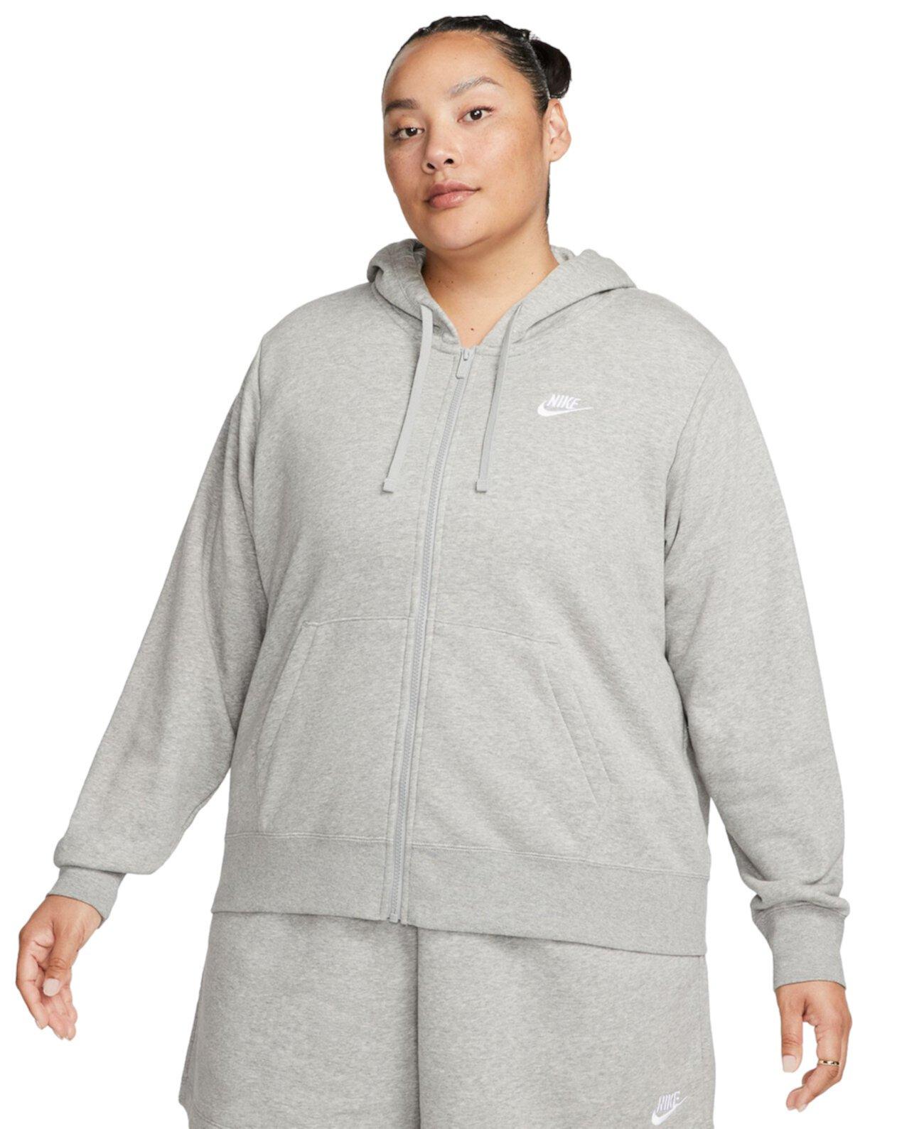 Худи Nike для полных с капюшоном и полной молнией Club Fleece