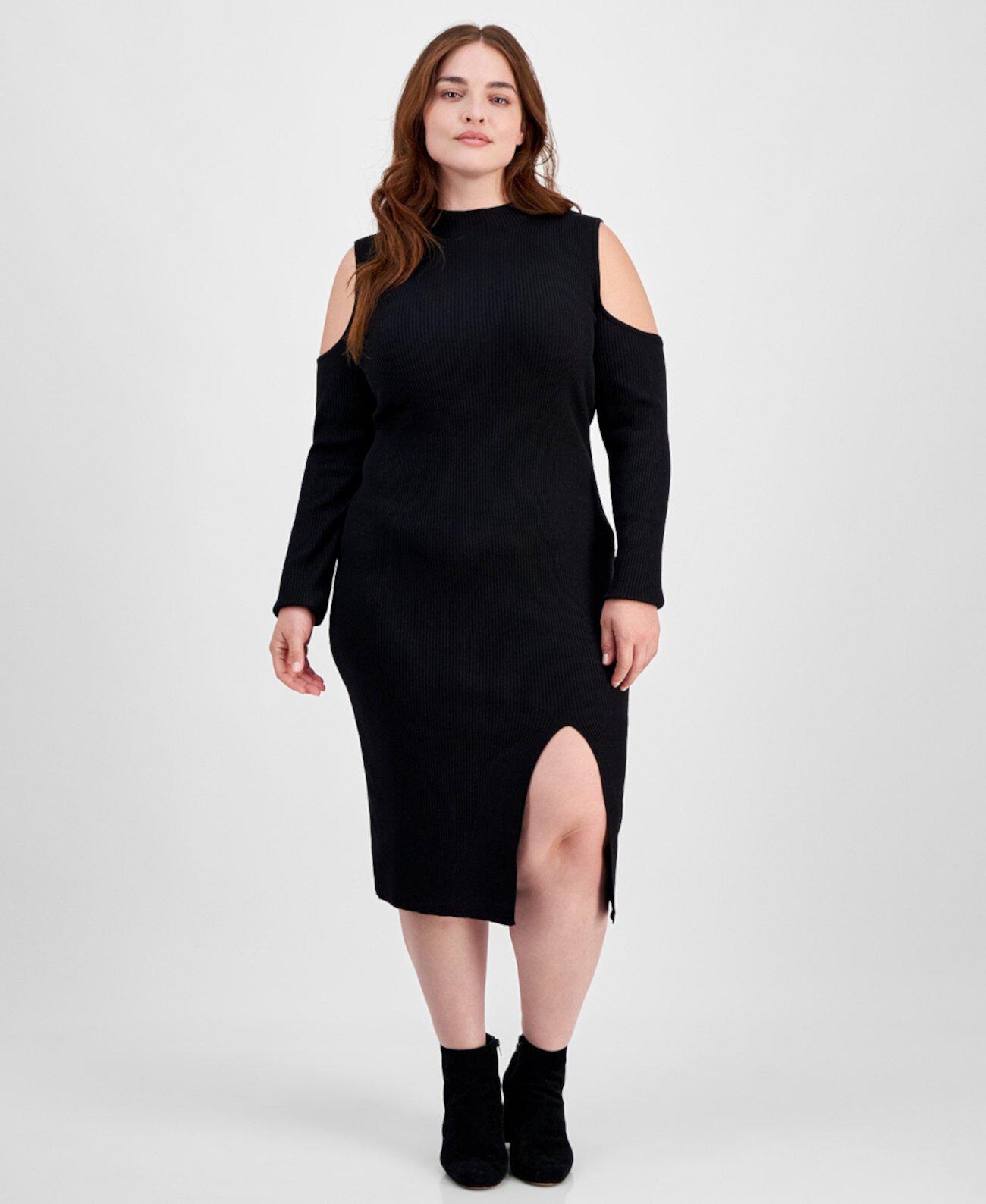 Trendy Plus Size Cold-Shoulder Midi Dress