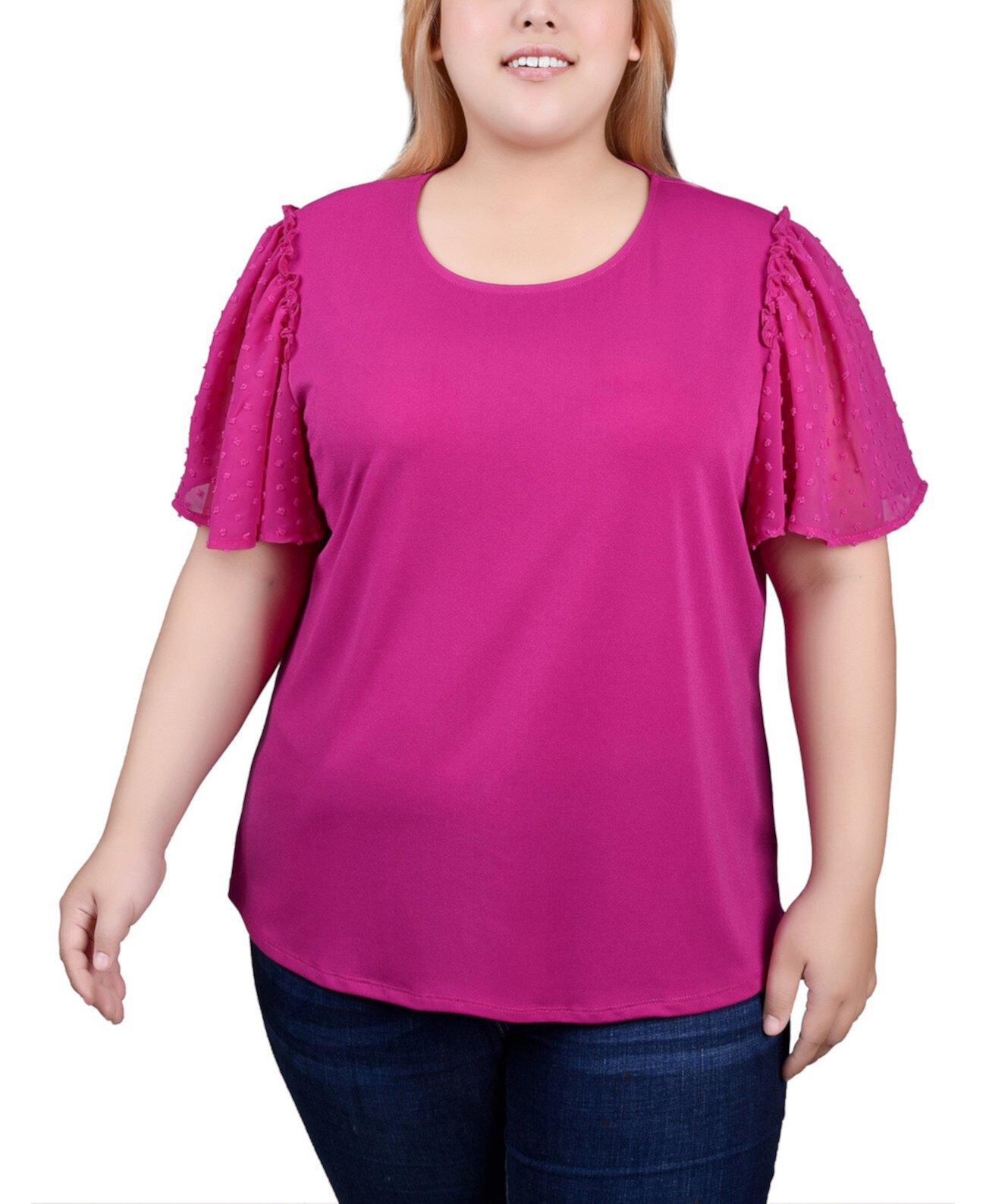 Plus Size Clip Dot Flutter Sleeve Top