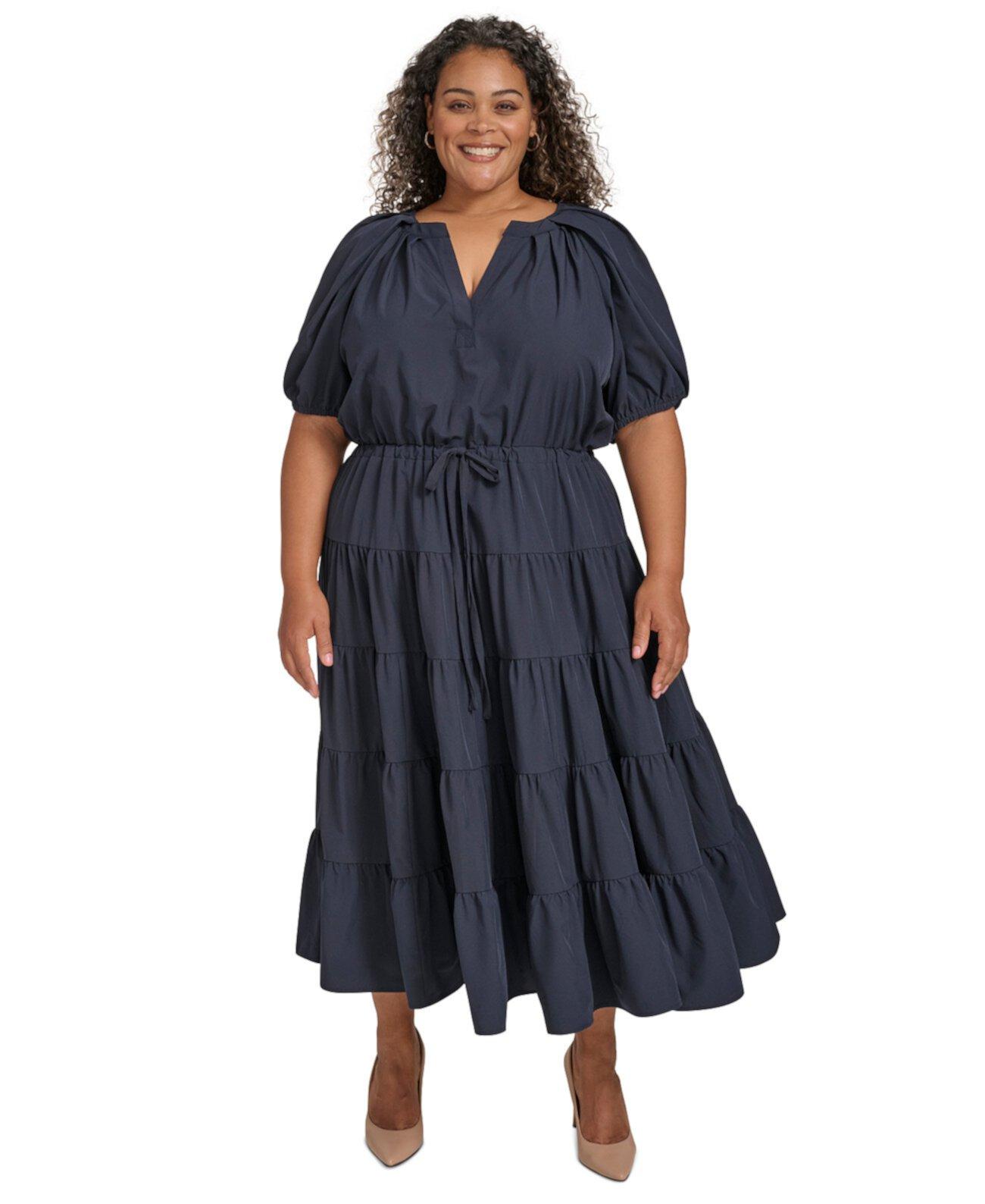 Женское Платье Calvin Klein Plus Size Puff-Sleeve Tiered Maxi Dress