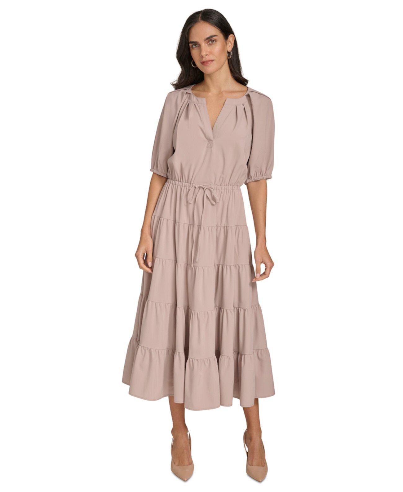 Женское Платье Calvin Klein Plus Size Puff-Sleeve Tiered Maxi Dress