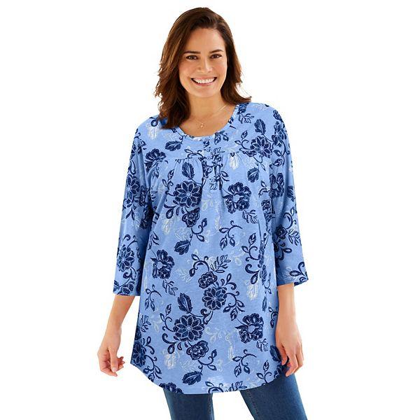 Женская Футболка Woman Within Plus Size Dolman Sleeve Henley Tunic