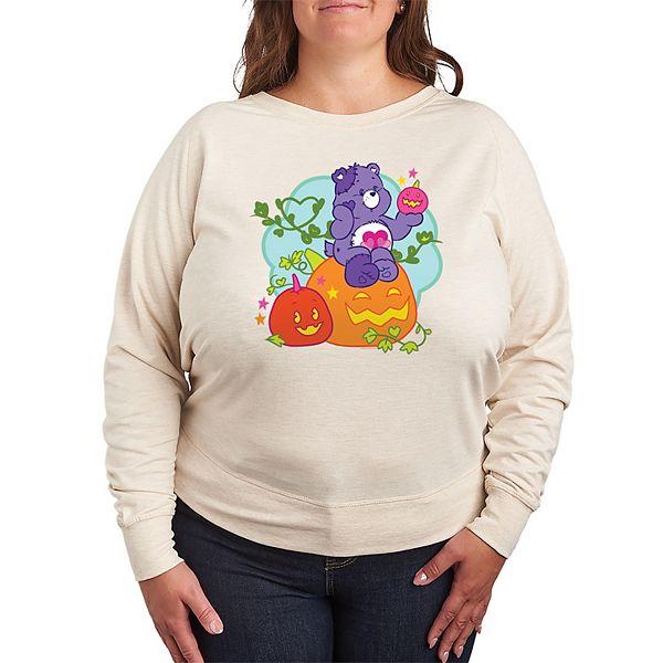 Женская Футболка Licensed Character Plus Size Care Bears Halloween Pumpkin Lightweight French Terry