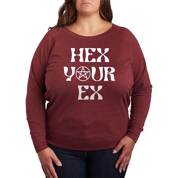 Худи Plus Size Hex Your Ex из легкого французского флиса с длинными рукавами и круглым вырезом