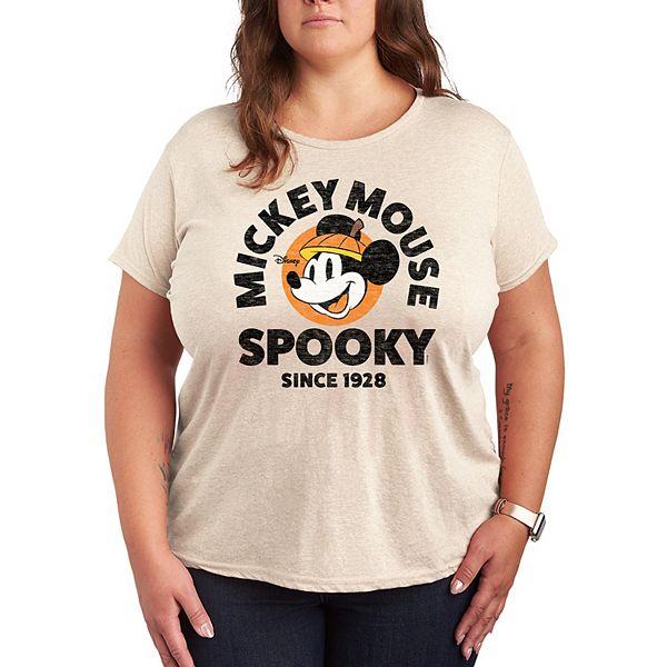 Футболка Disney Mickey Mouse Plus Size с графическим принтом 'Spooky Since 1928', с короткими рукавами