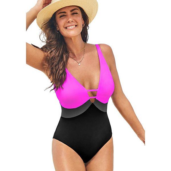 Купальник больших размеров Swimsuits For All с V-образным вырезом и утягивающим эффектом