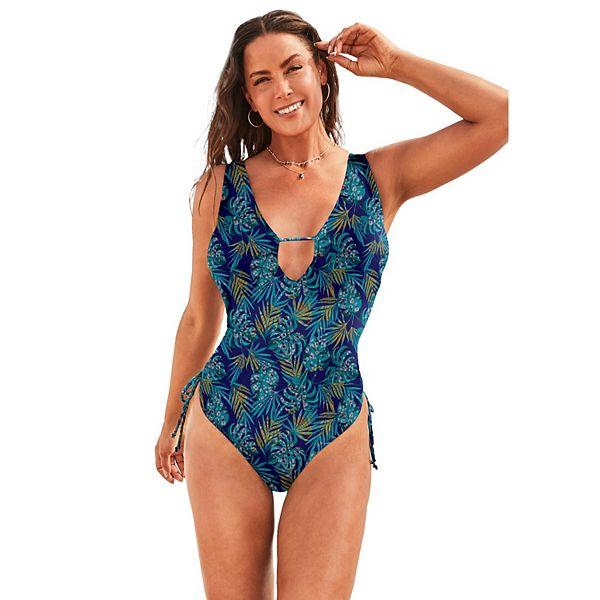 Купальник Swimsuits For All из А-листа с глубоким V-образным вырезом и поддержкой груди