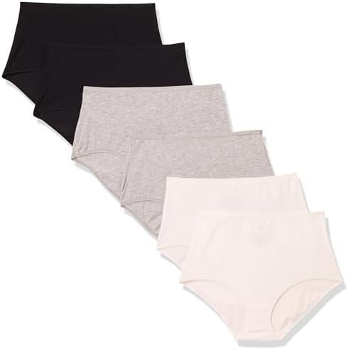 Amazon Essentials Women's Cotton High Waisted Underwear (Available in Plus Size), Pack of 6