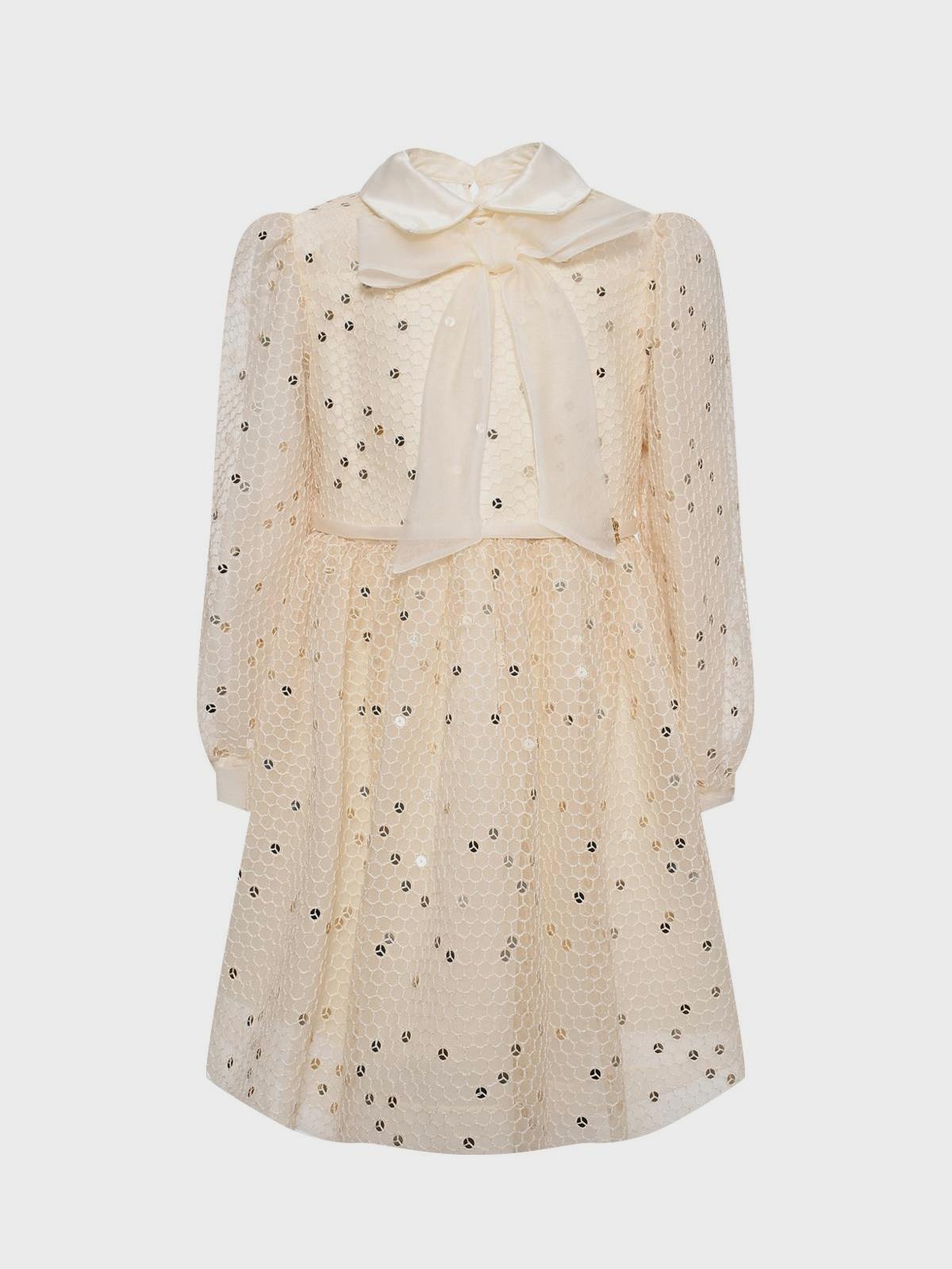 Elie Saab | Платье с бантом и блесками, бежевое Elie Saab