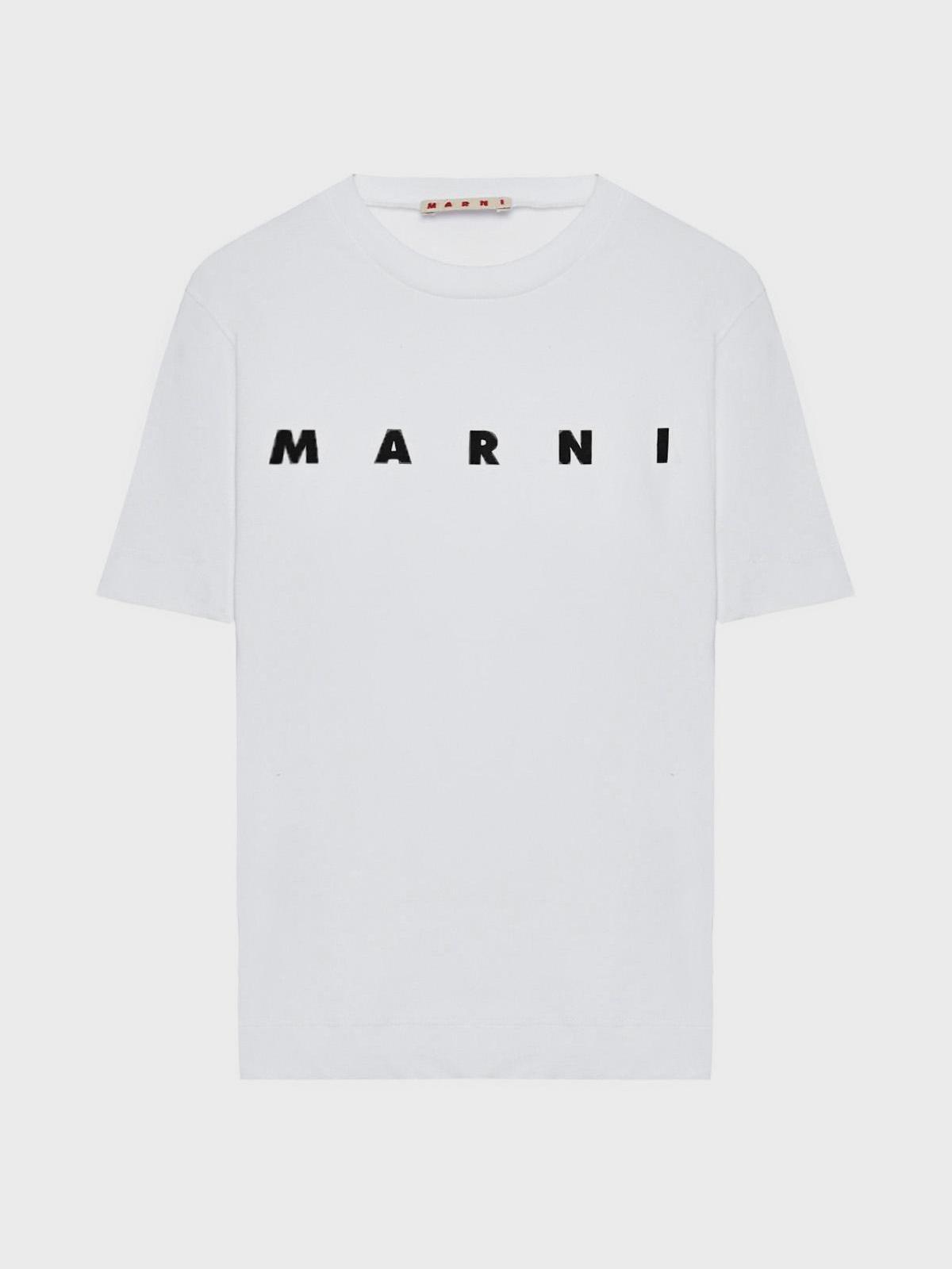 MARNI | Футболка с черным лого, белая MARNI