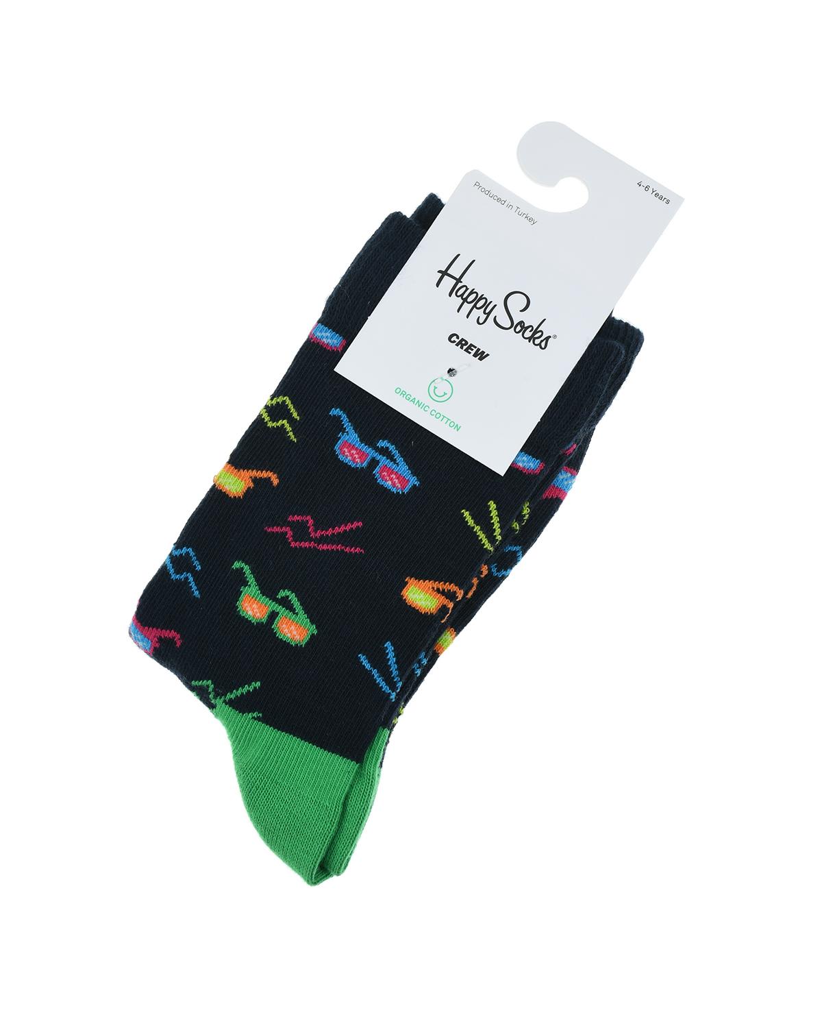 Темно-синие носки с принтом "очки" Happy Socks