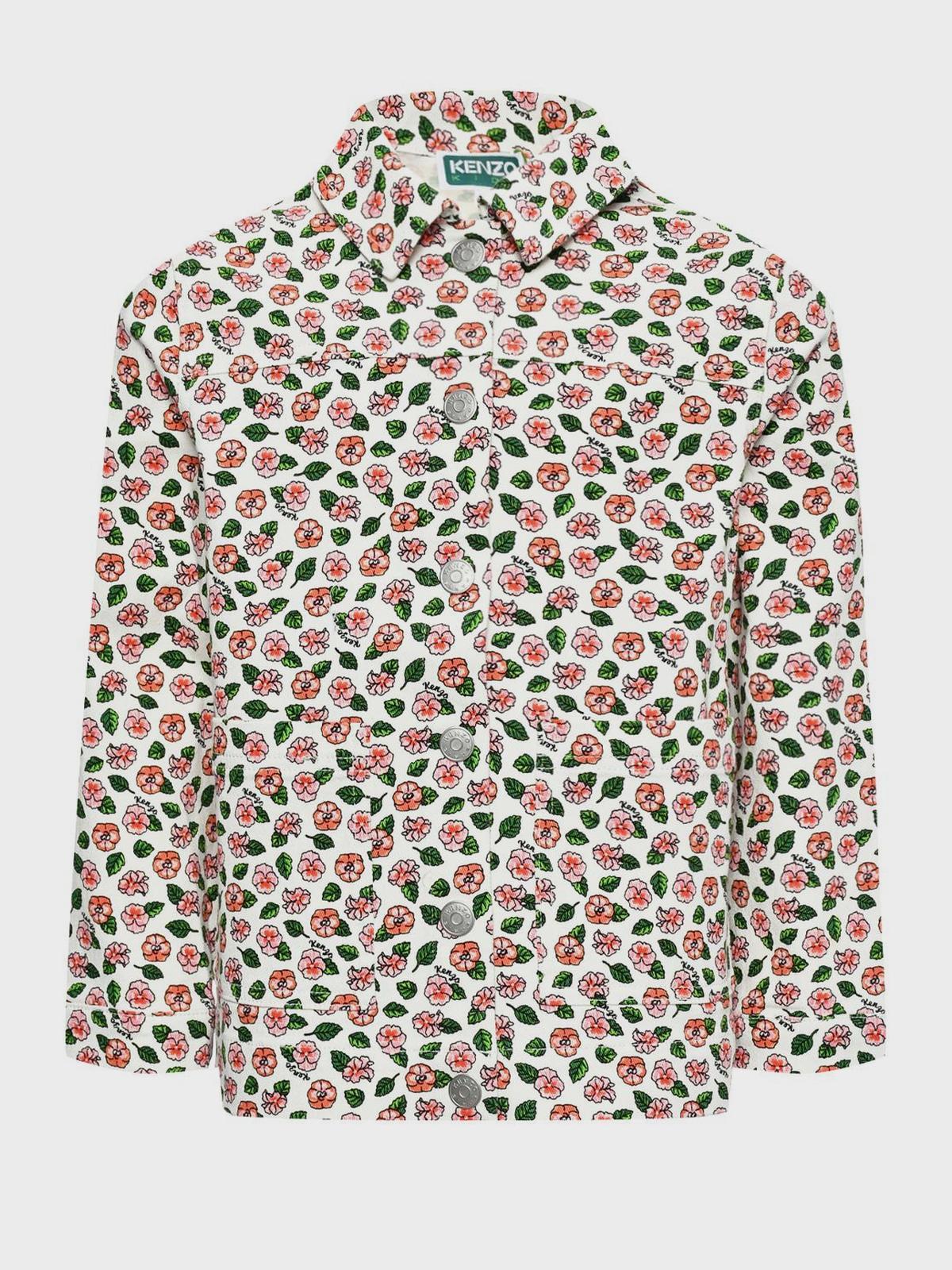 KENZO | Куртка джинсовая со сплошнмы цветочным принтом  KENZO