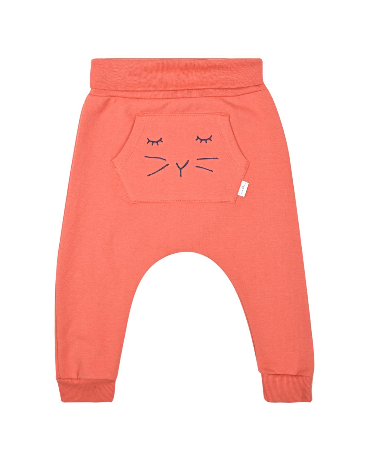 Спортивные брюки кораллового цвета Sanetta Kidswear