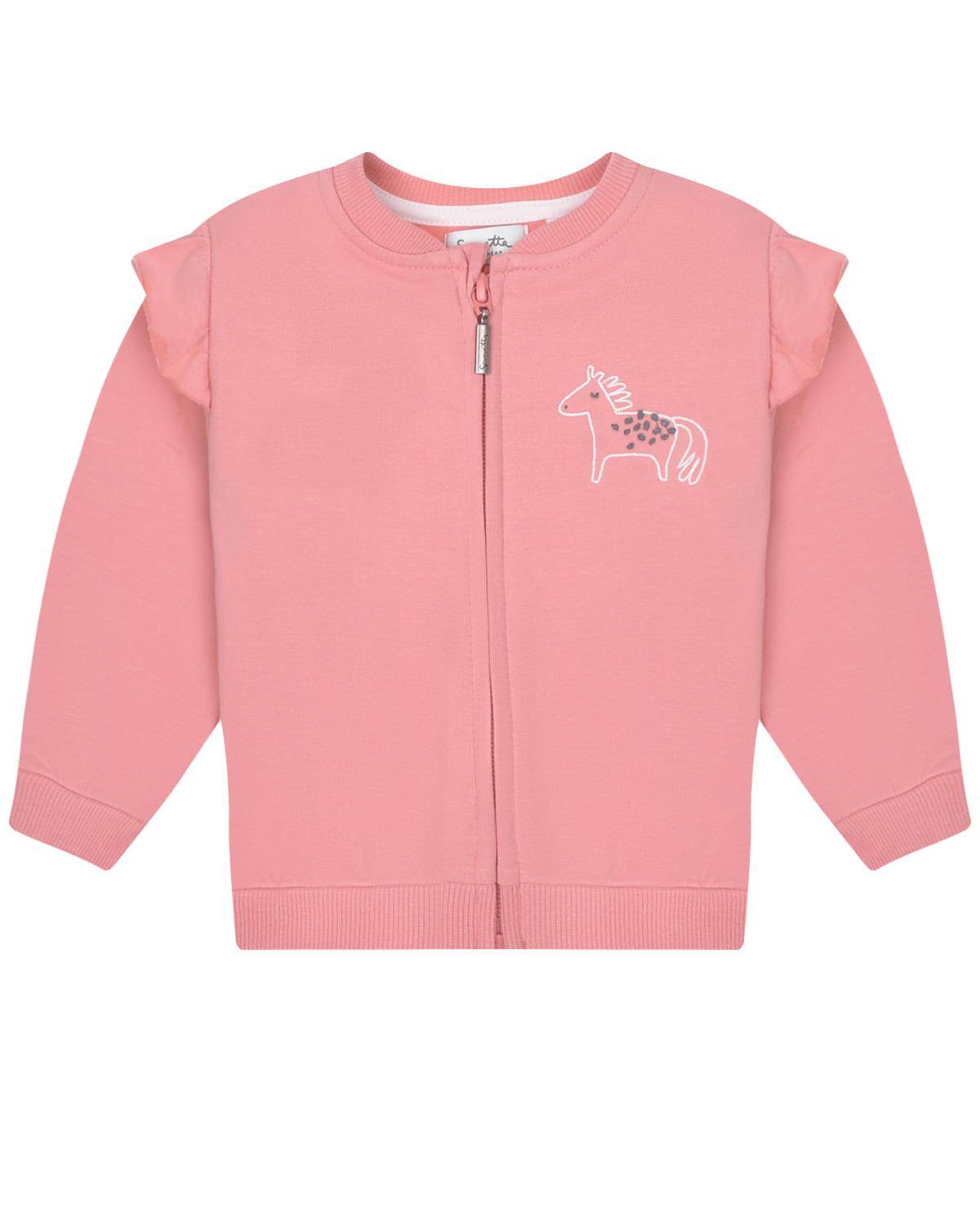 Спортивная куртка с рюшами и вышивкой лошадь Sanetta Kidswear