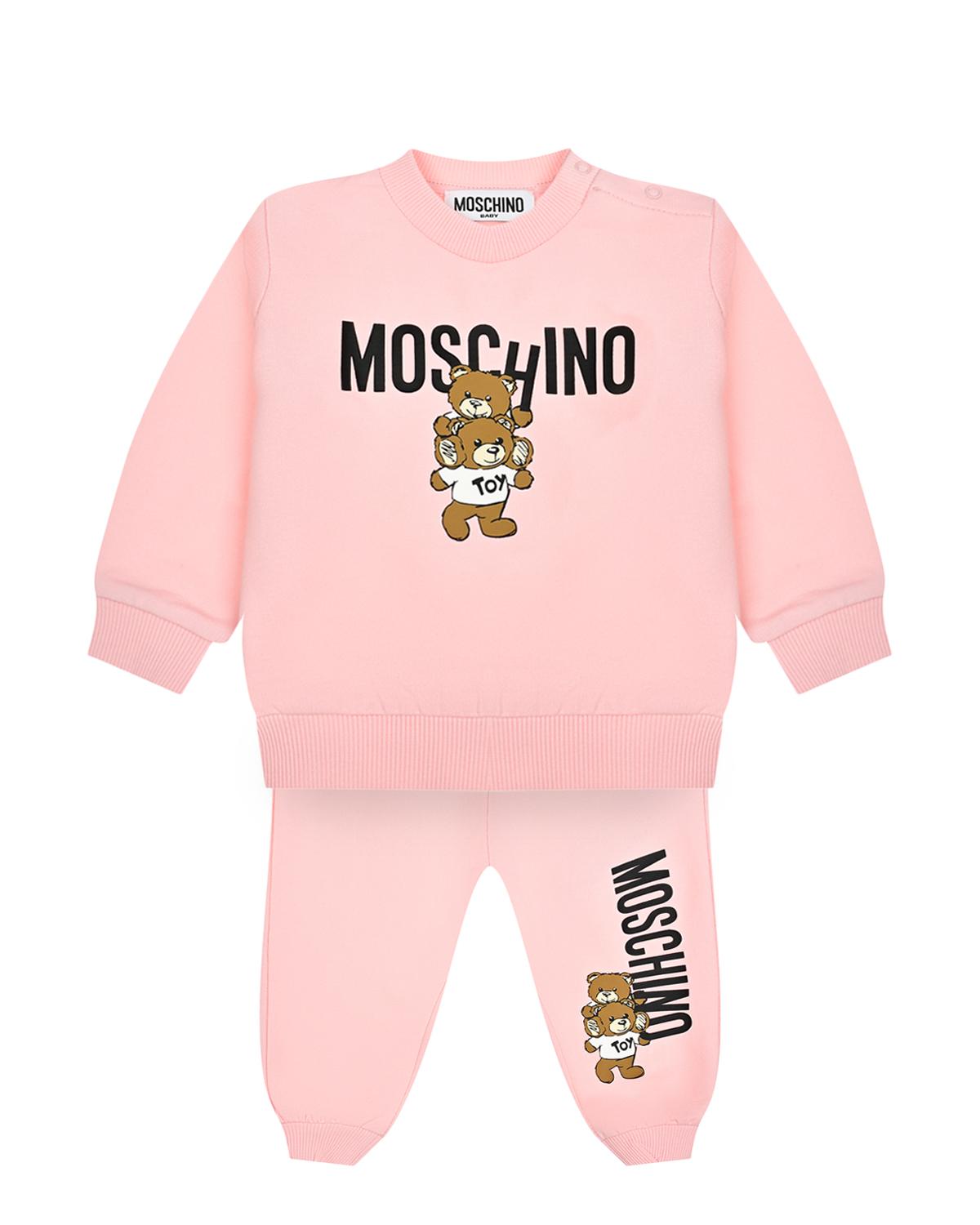 Спортивный костюм с логотипом и принтом мишки, розовый Moschino