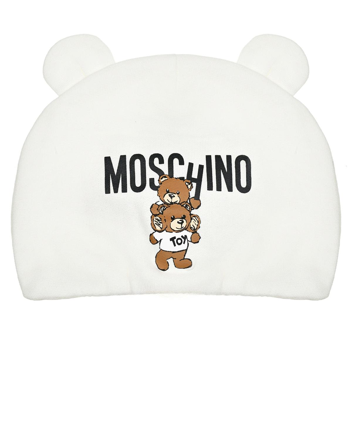 Шапка с ушками, кремовая Moschino