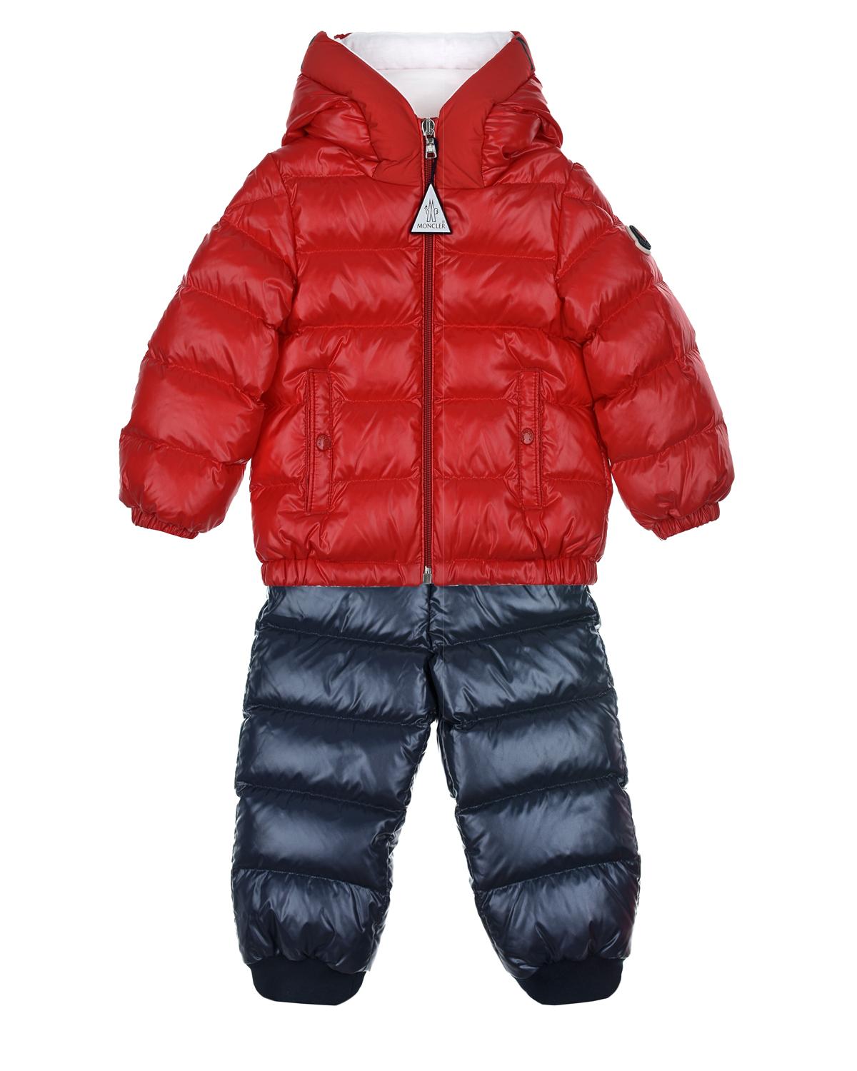 Комплект: красная куртка и синие брюки Moncler