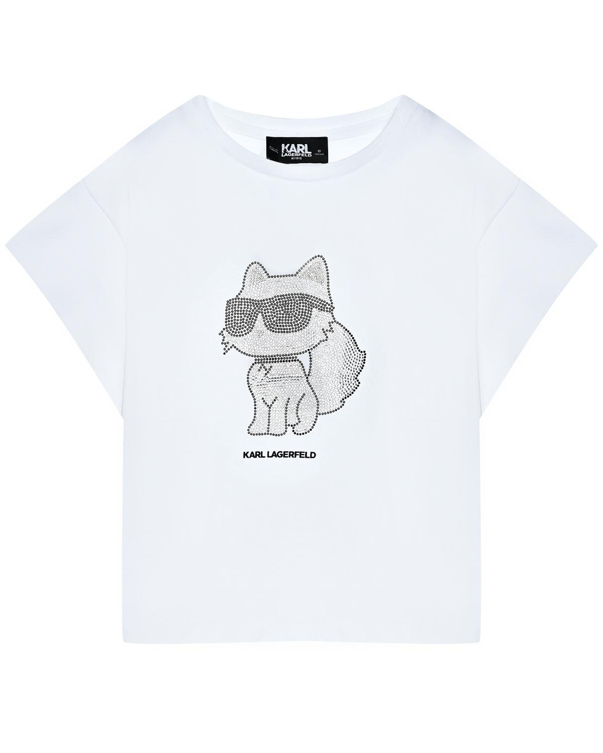 Топ с принтом "Choupette", белый Karl Lagerfeld kids