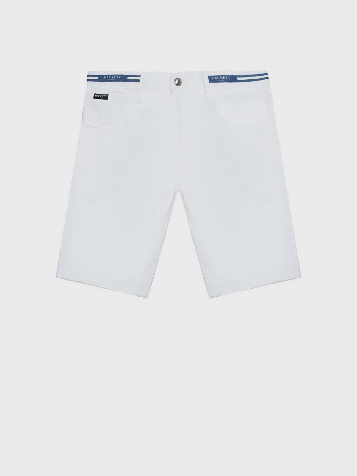 Hackett London | Бермуды белые, синие полосы с лого на поясе Hackett London