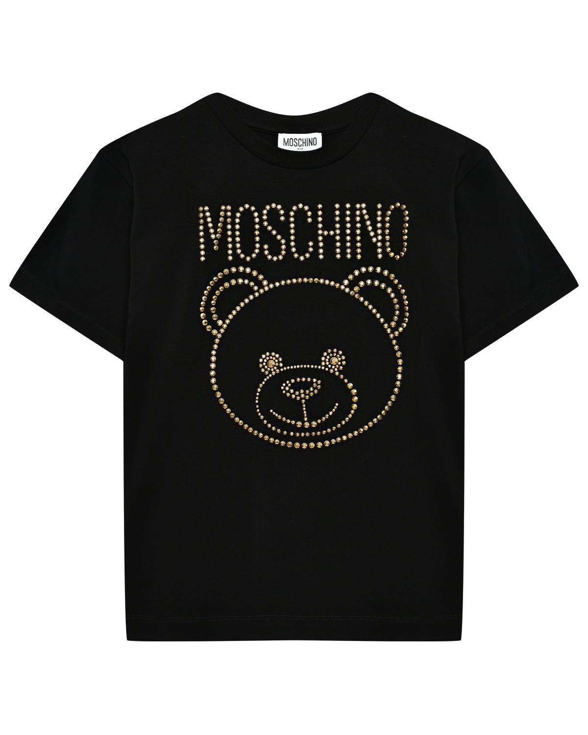 Футболка с лого из заклепок Moschino