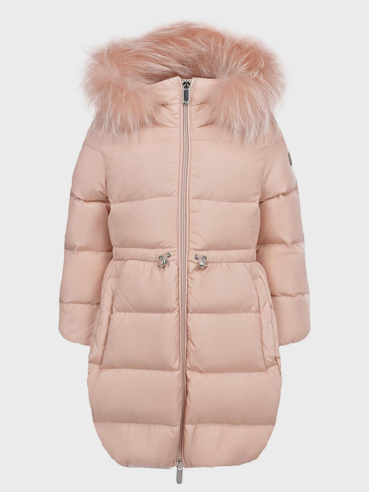 IL Gufo | Розовое пальто-пуховик с меховой отделкой IL Gufo