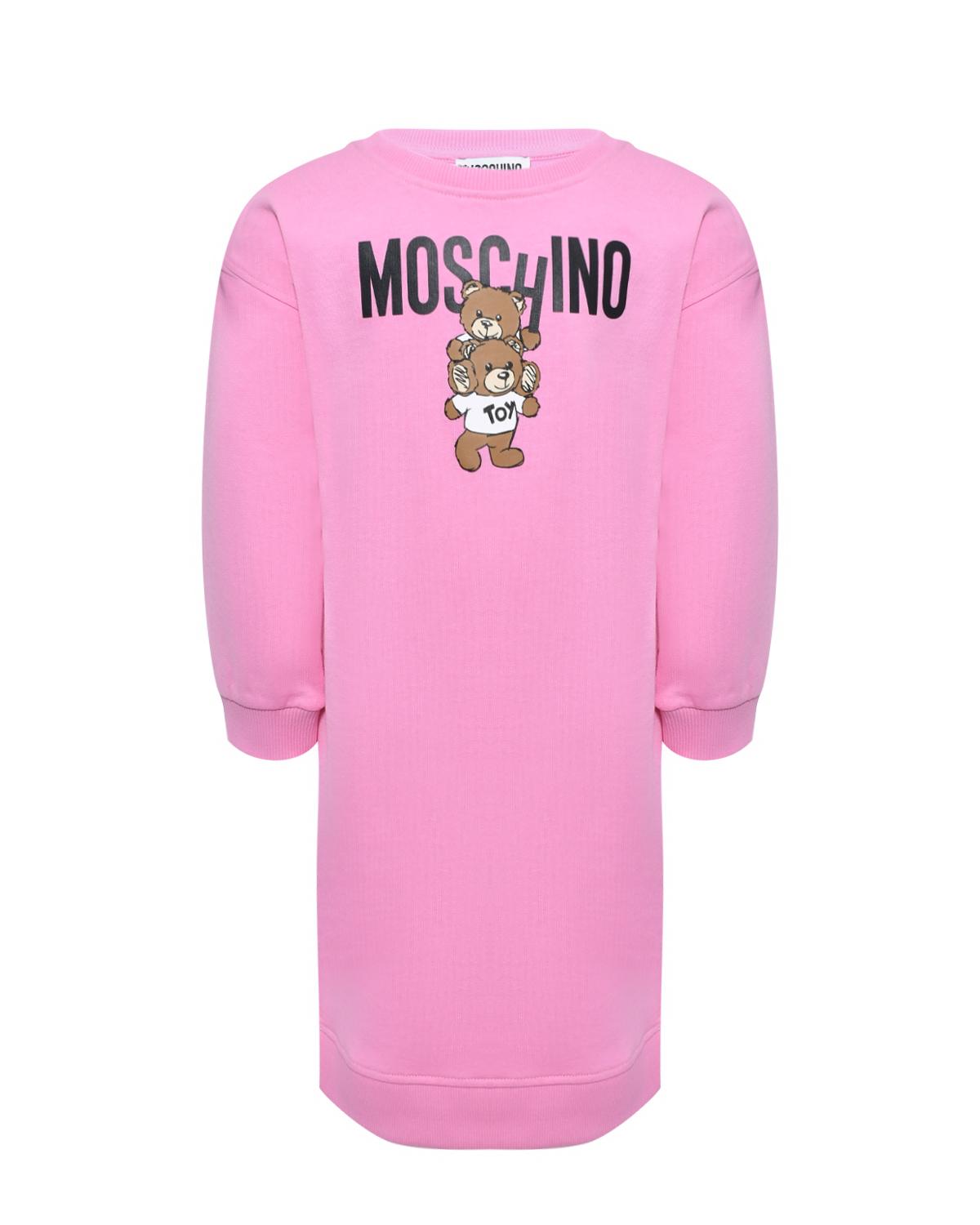 Платье с принтом "медвежонок", розовое Moschino