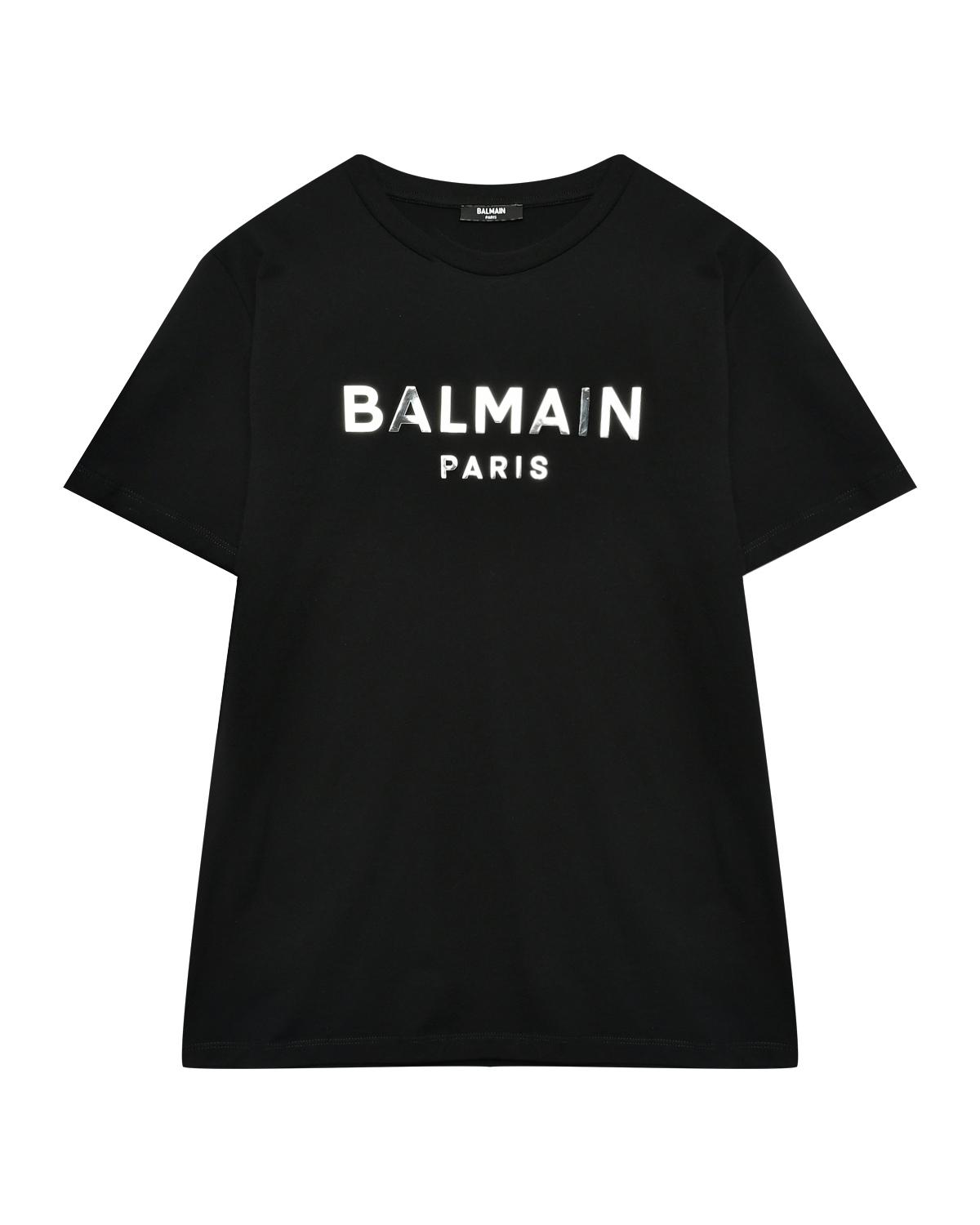 Футболка с лого, черная Balmain