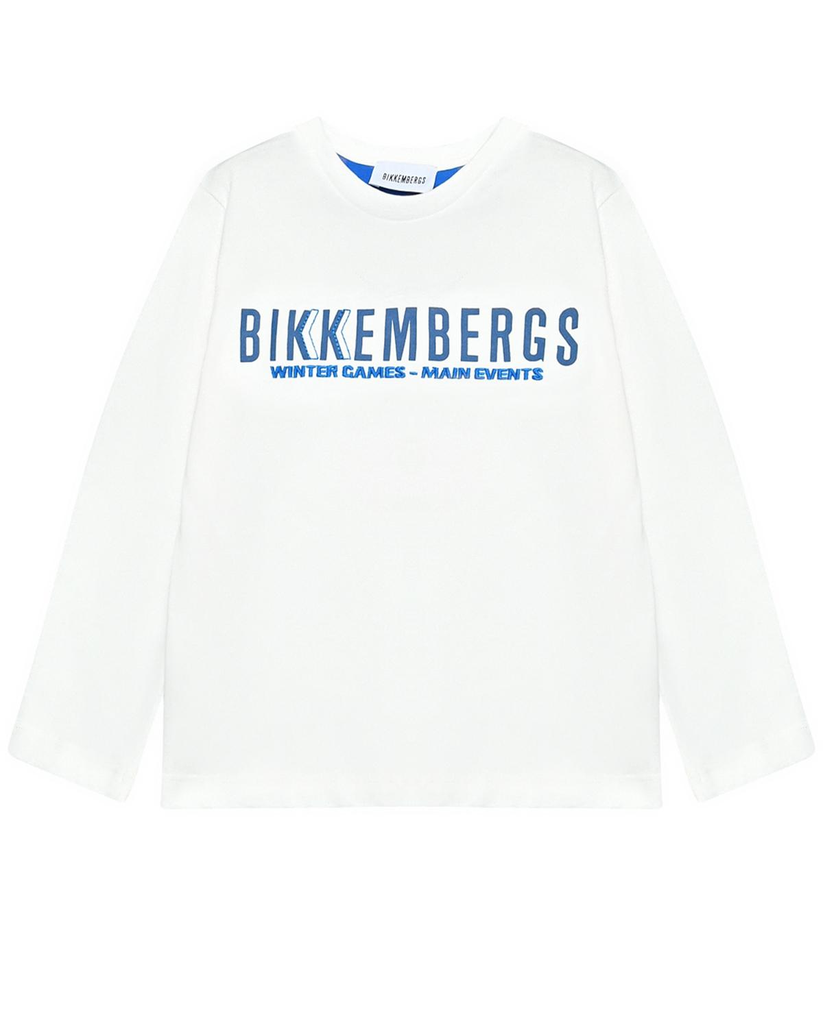 Толстовка с синим лого, белая Bikkembergs