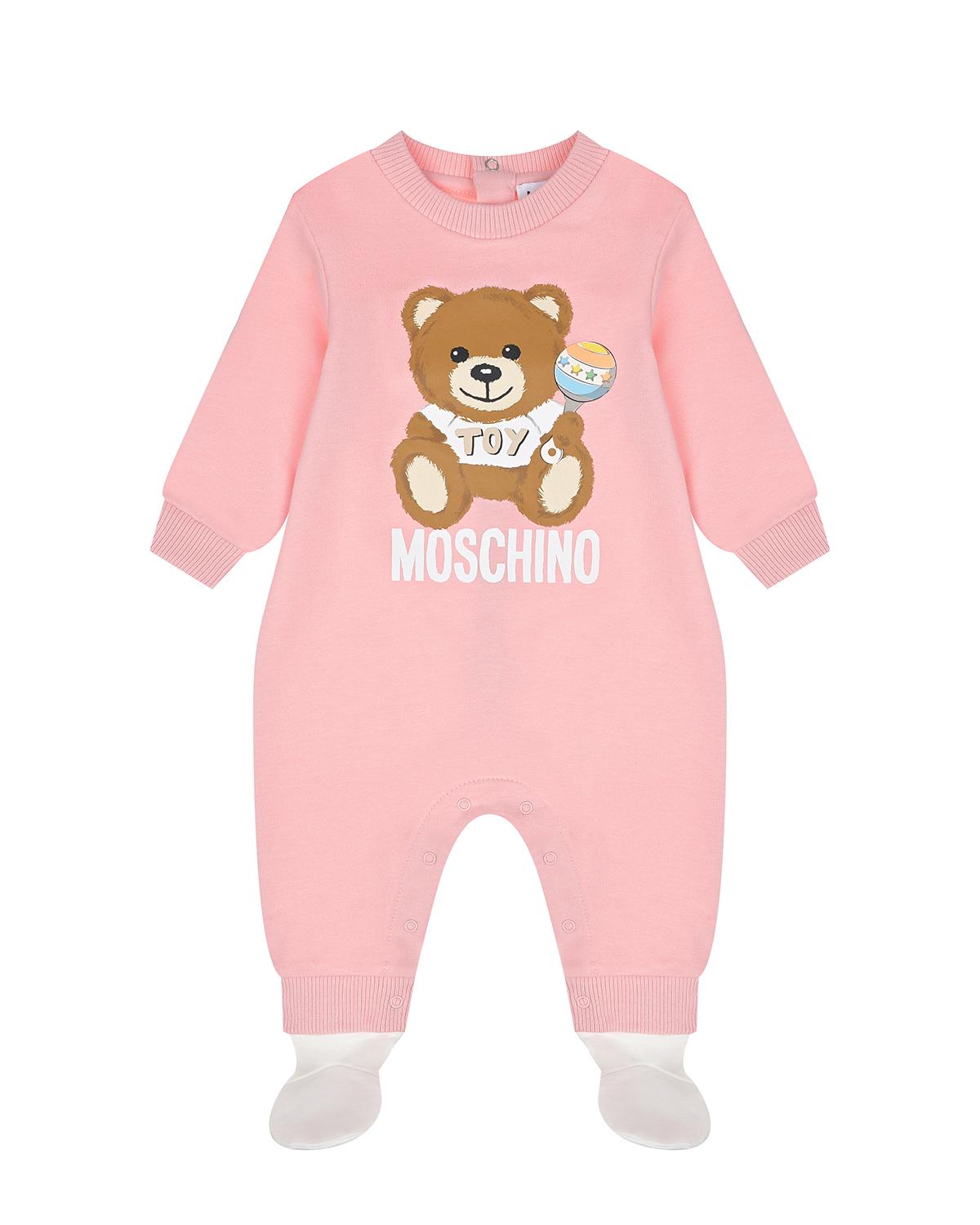 Розовый комбинезон с принтом "медвежонок Toy" Moschino