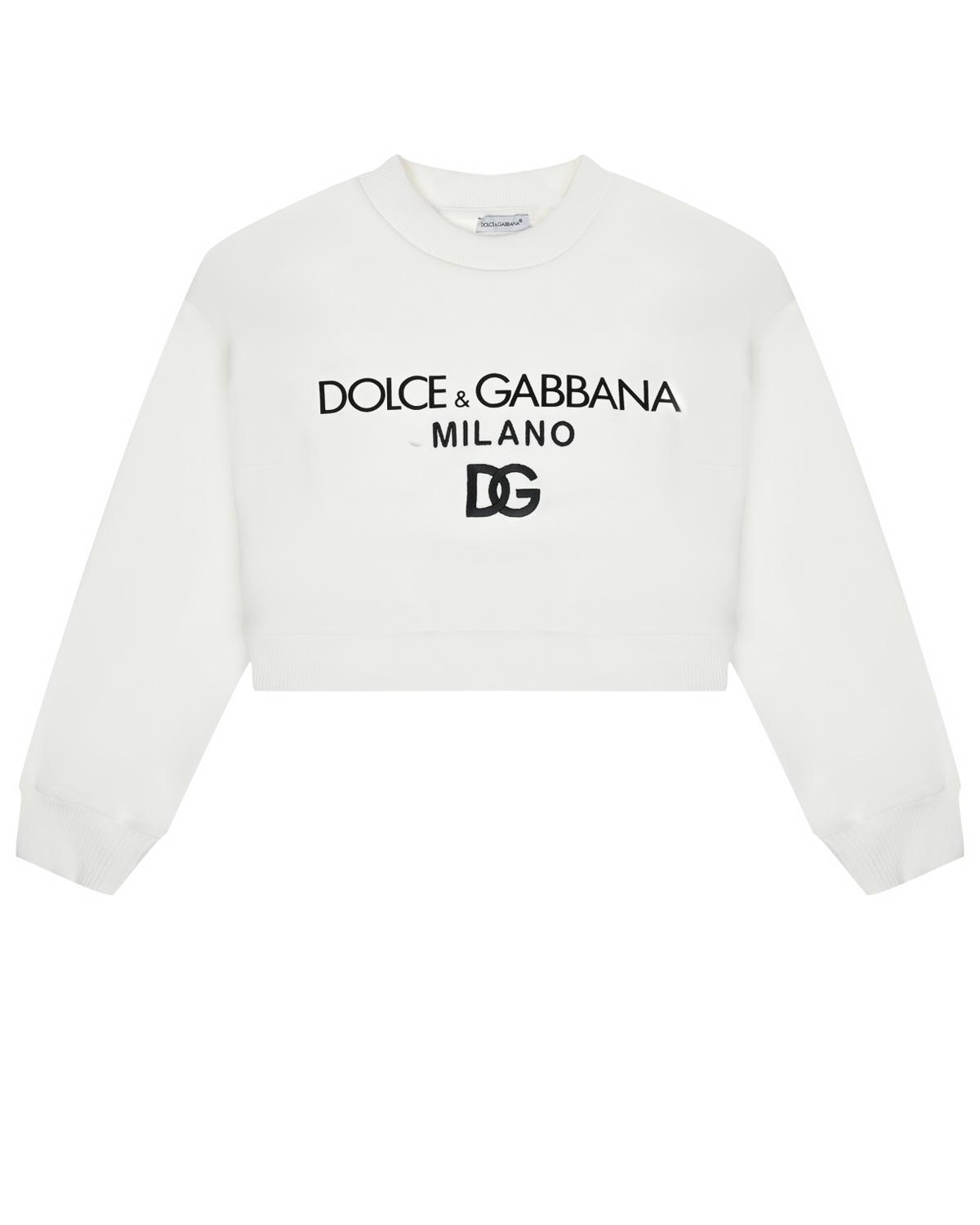 Белый свитшот с черным лого Dolce&Gabbana