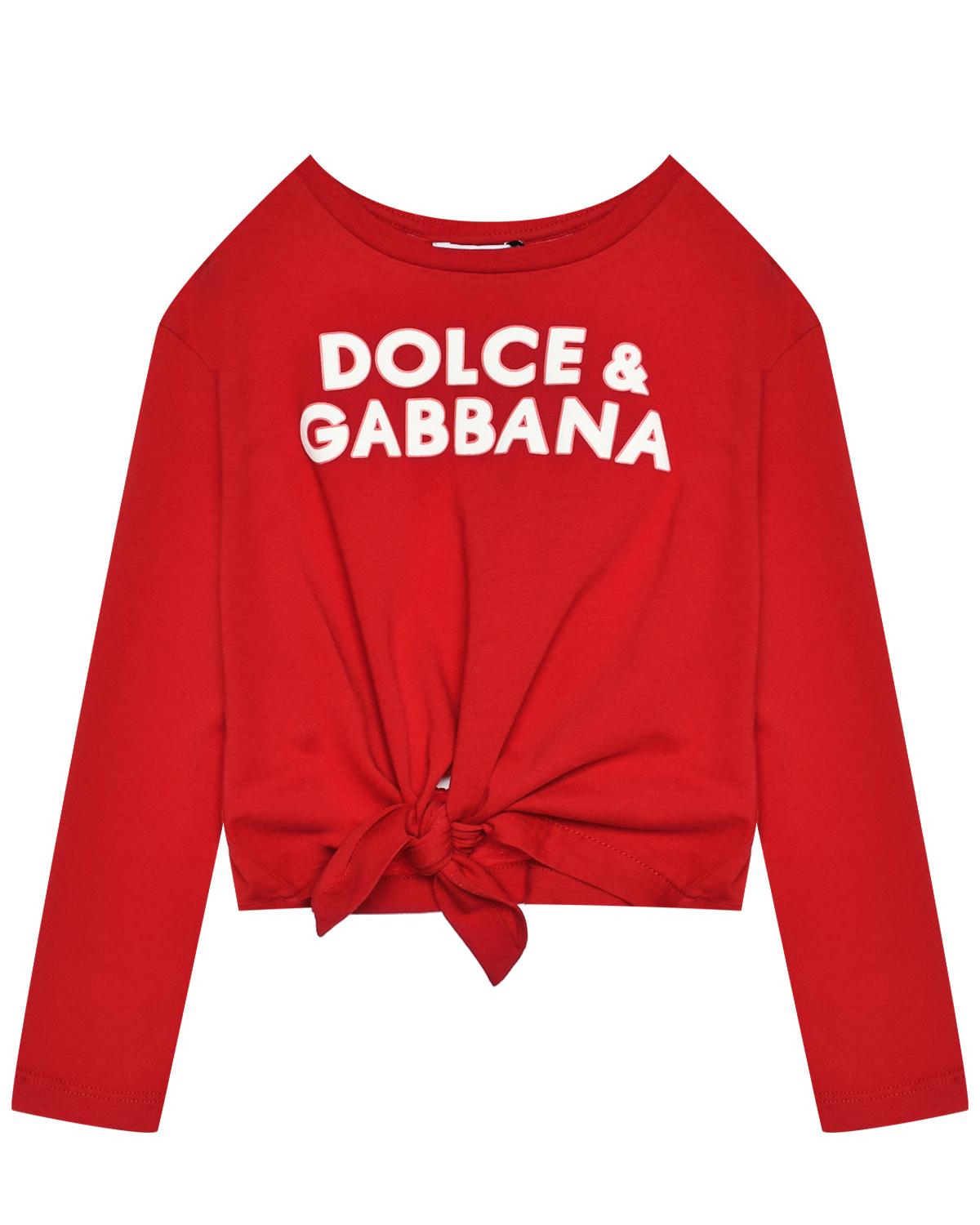 Толстовка с белым лого, красная Dolce&Gabbana