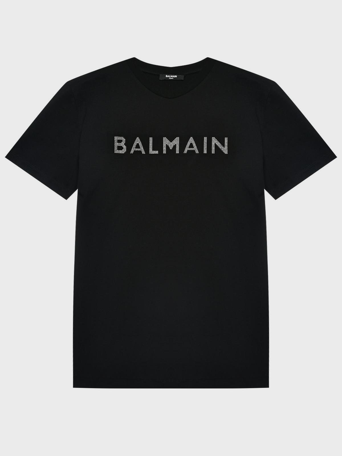 Balmain | Футболка с лого из стразов, черная Balmain