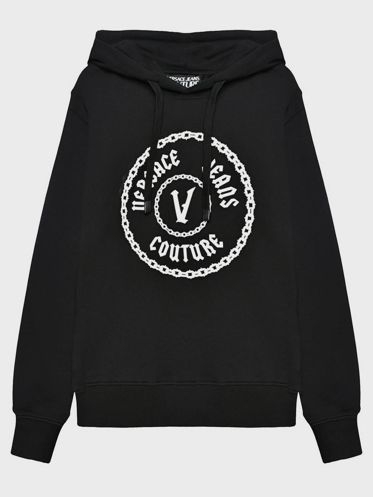 Versace Jeans Couture | Толстовка-худи с лого, черная Versace Jeans Couture
