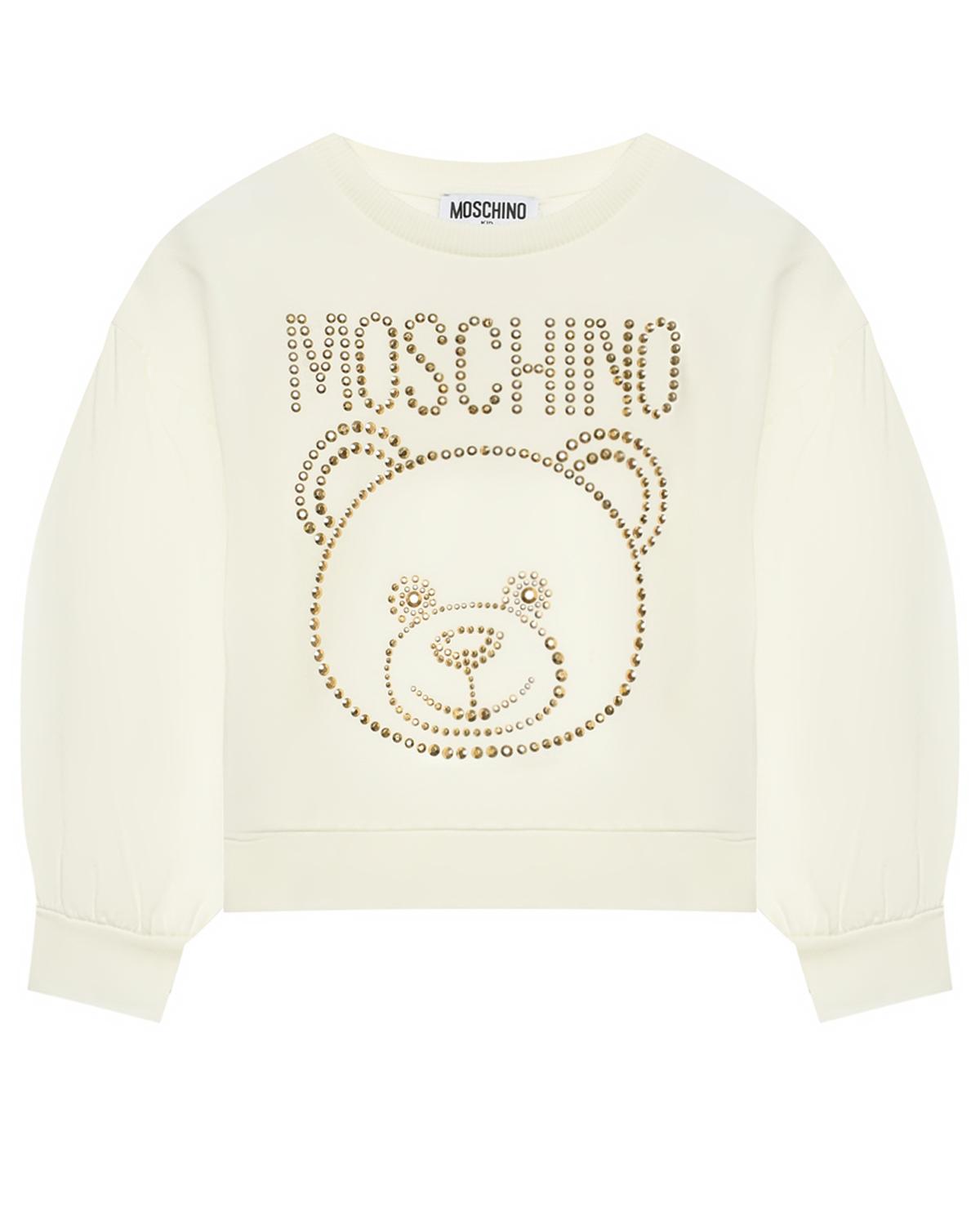 Свитшот с лого из золотых заклепок Moschino