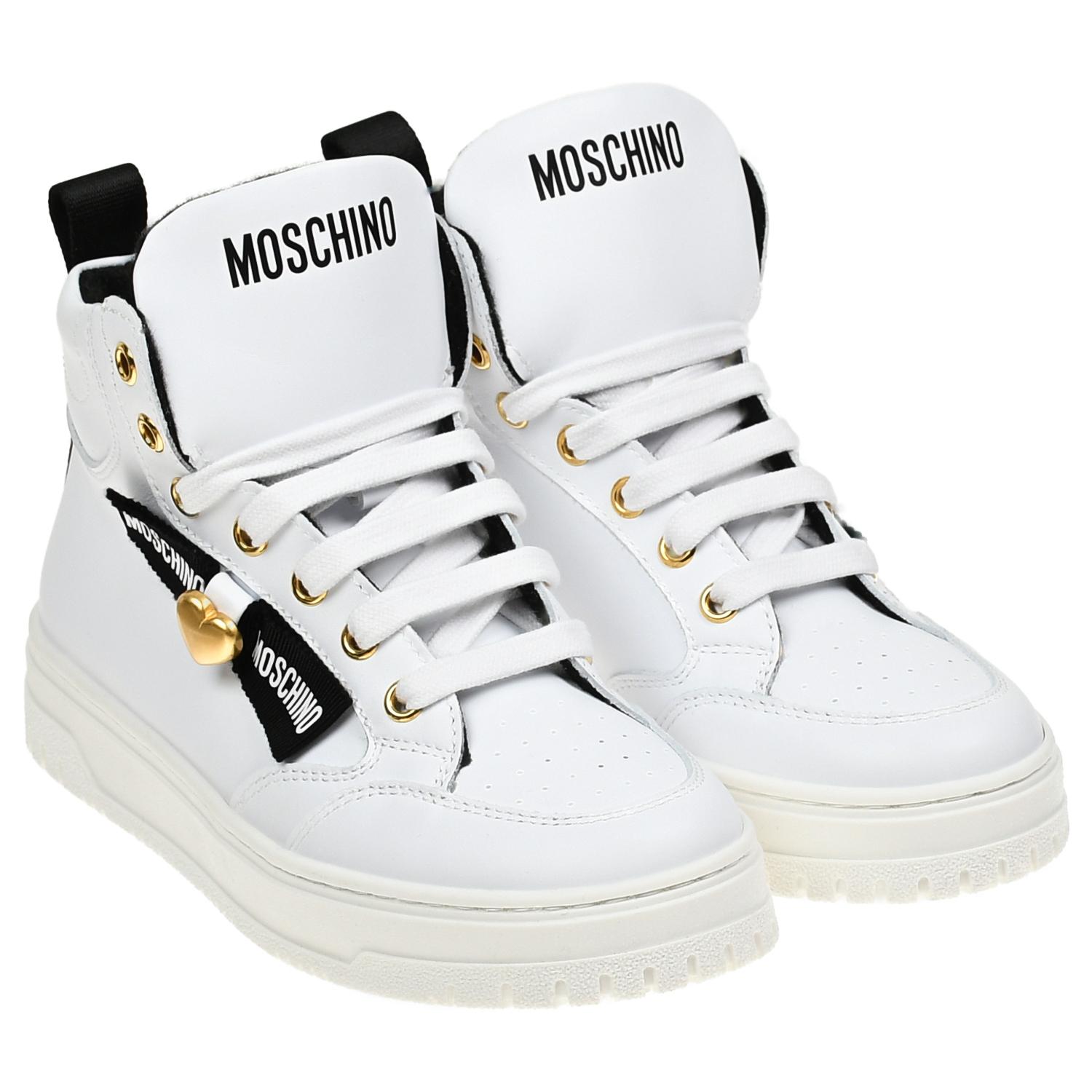 Высокие кеды с флисовой подкладкой, белые Moschino