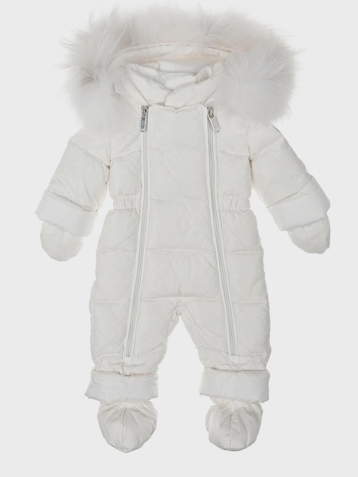 IL Gufo | Белый комбинезон с меховой отделкой IL Gufo