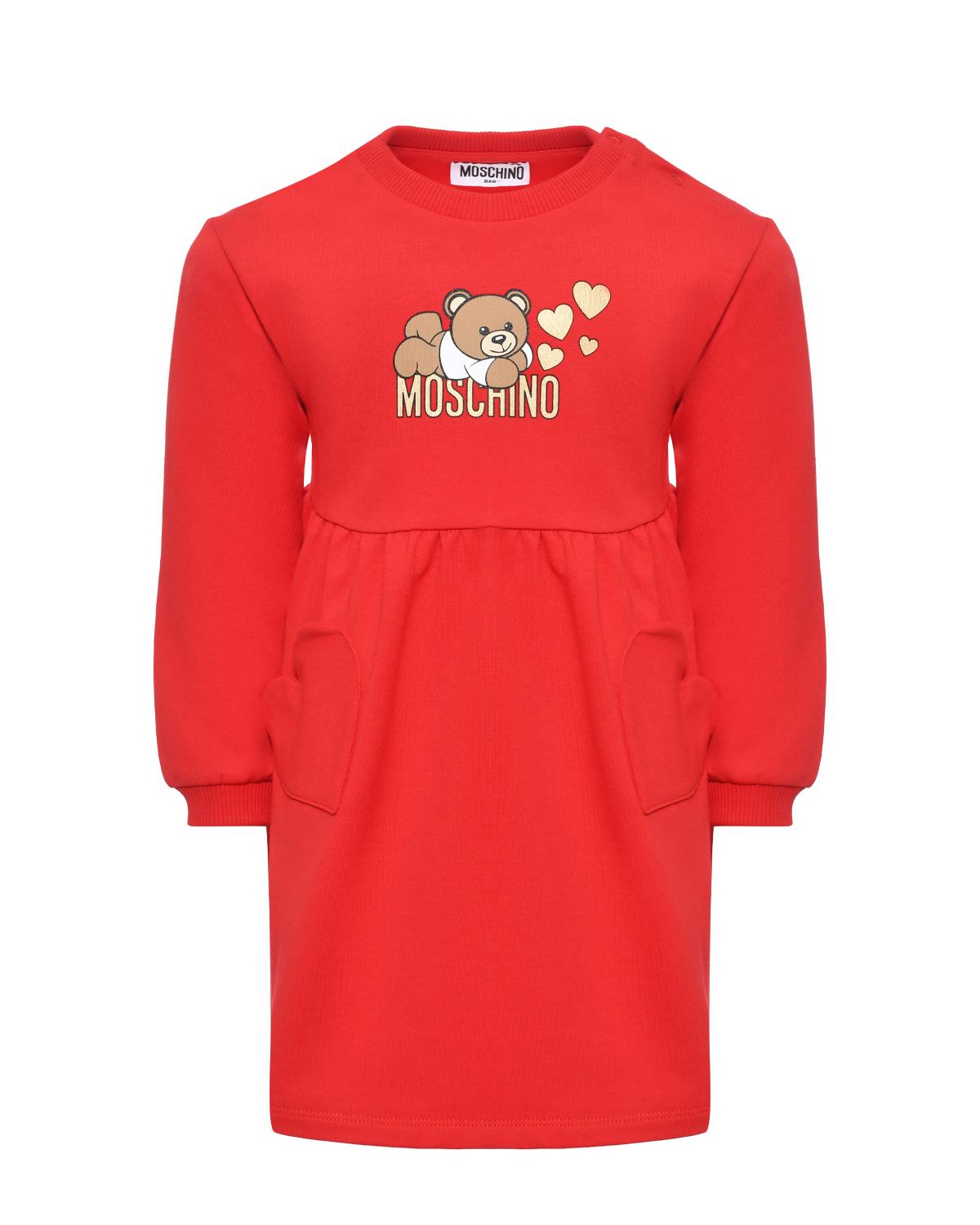 Приталенное платье с принтом "медвежонок" Moschino