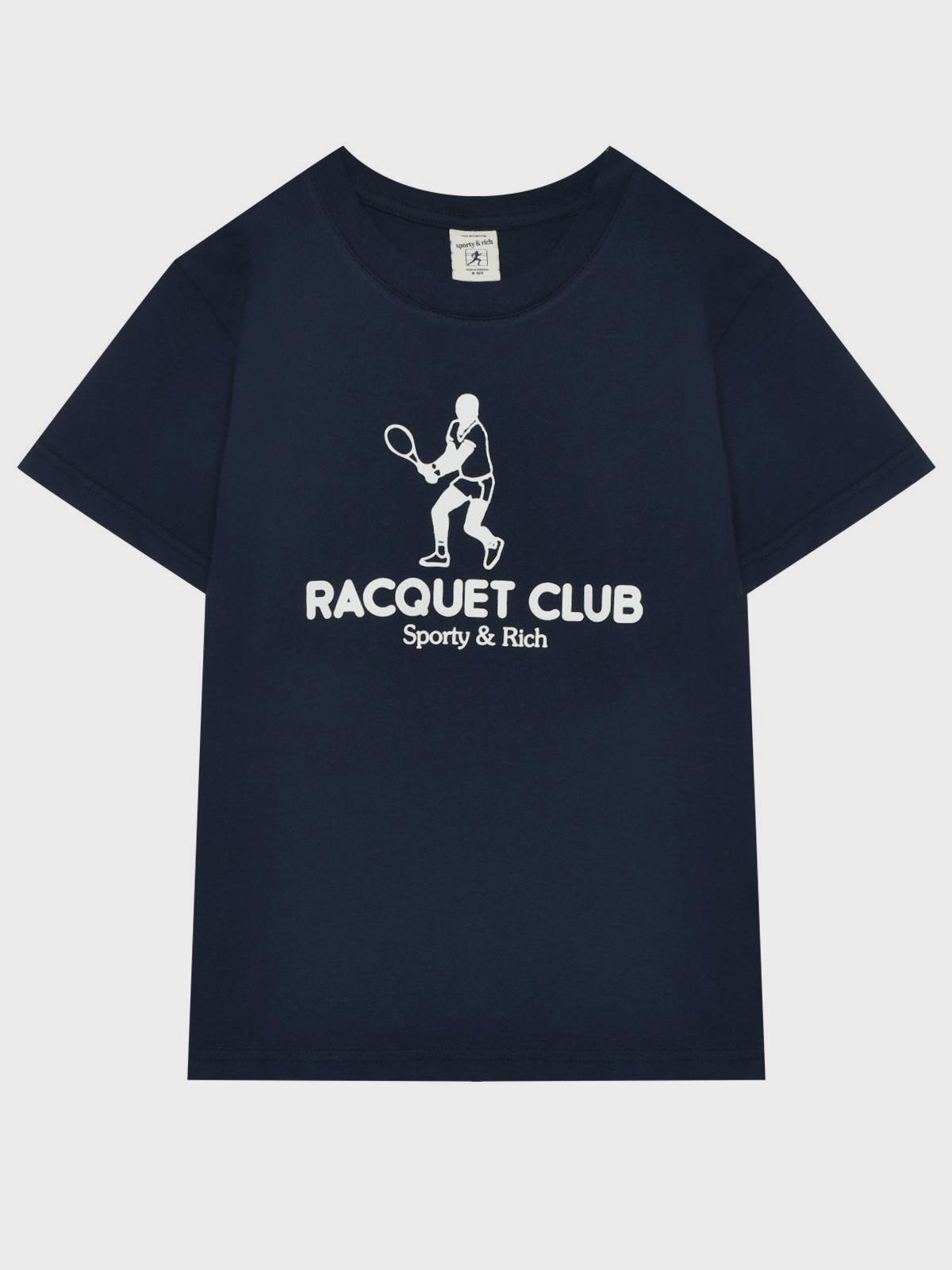 Sporty&Rich | Футболка с надписью racquet club, темно-синяя Sporty&Rich